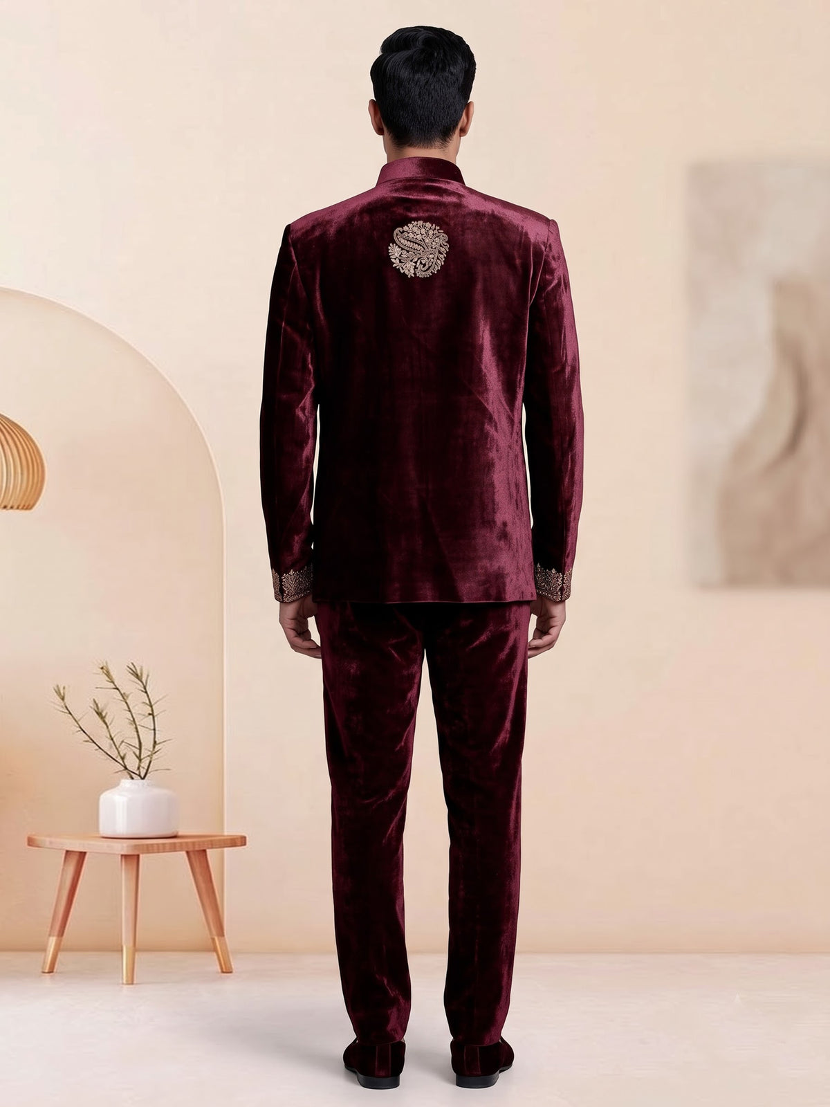 Maroon royal mens jodhpuri suit