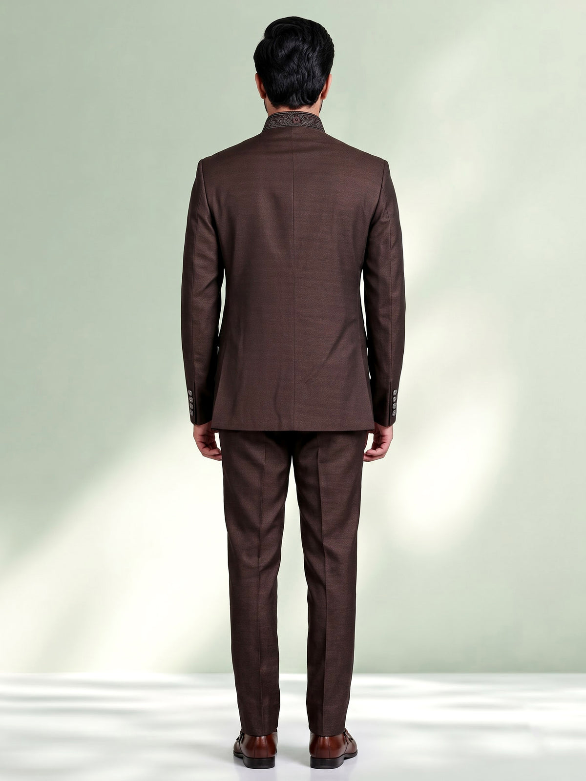 Brown aristocratic mens jodhpuri suit
