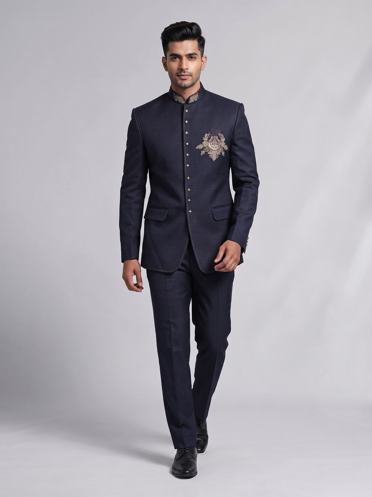 Navy blue heritage mens jodhpuri suit