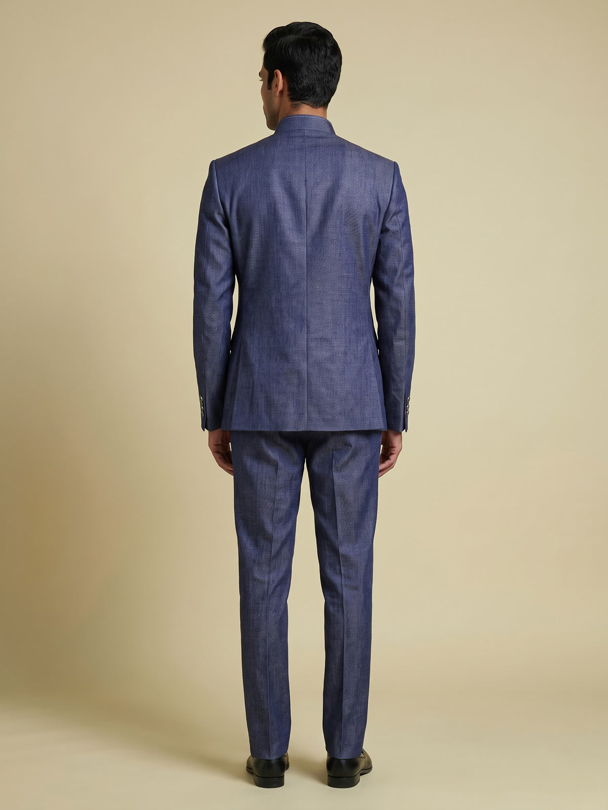 Denim blue tailored mens jodhpuri suit