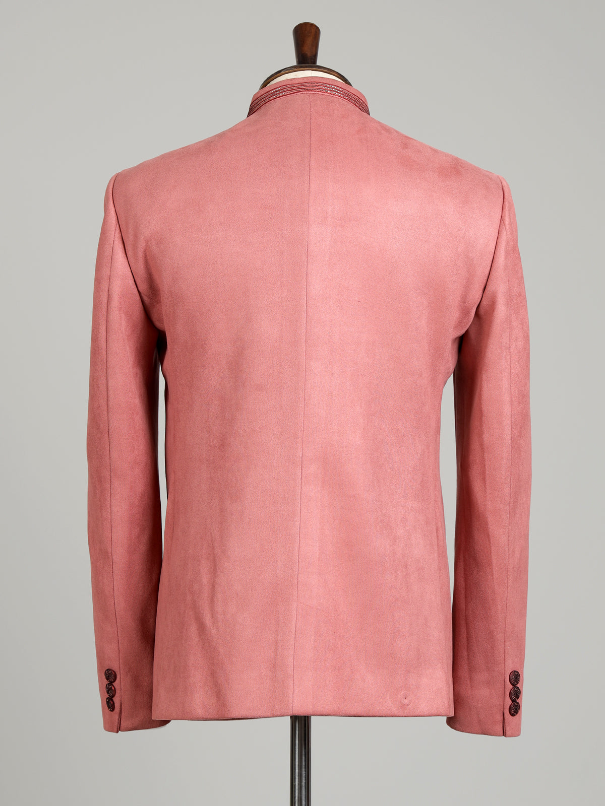 Muted pink textured jodhpuri suit for mens with floral beadwork