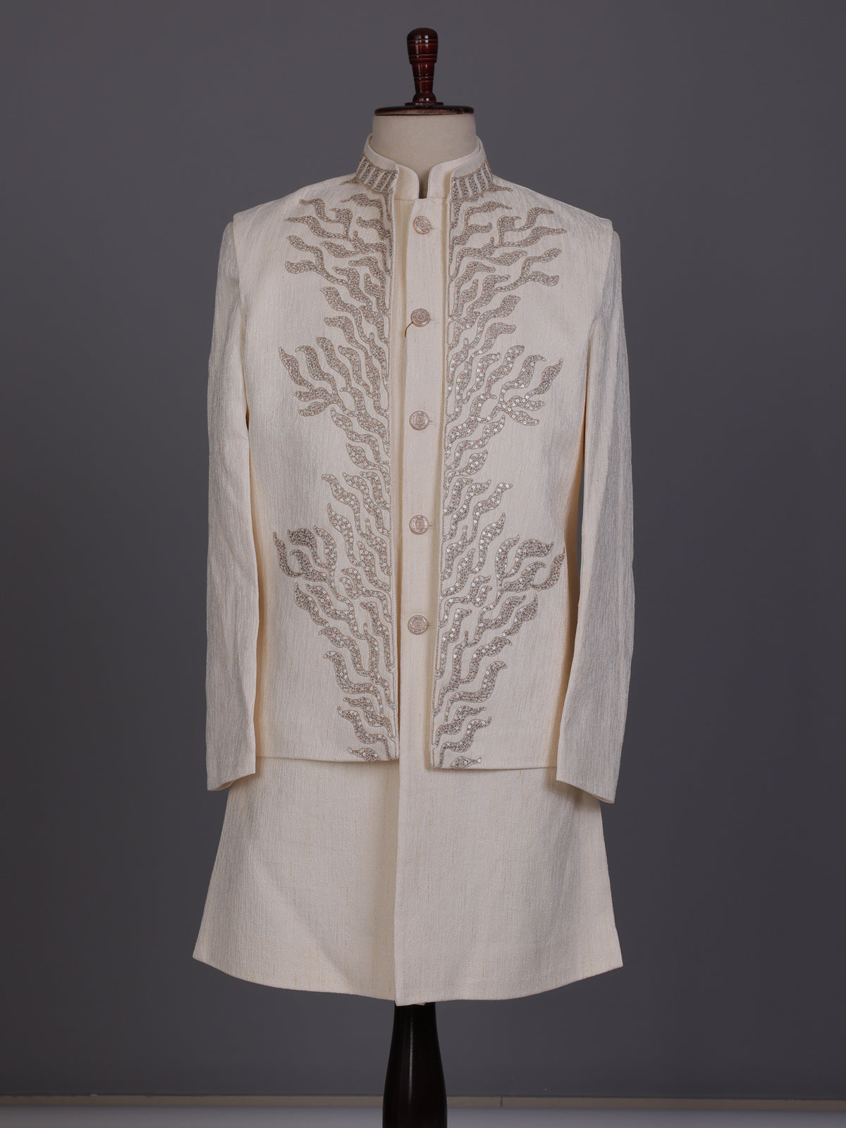 Beige refined mens waistcoat set