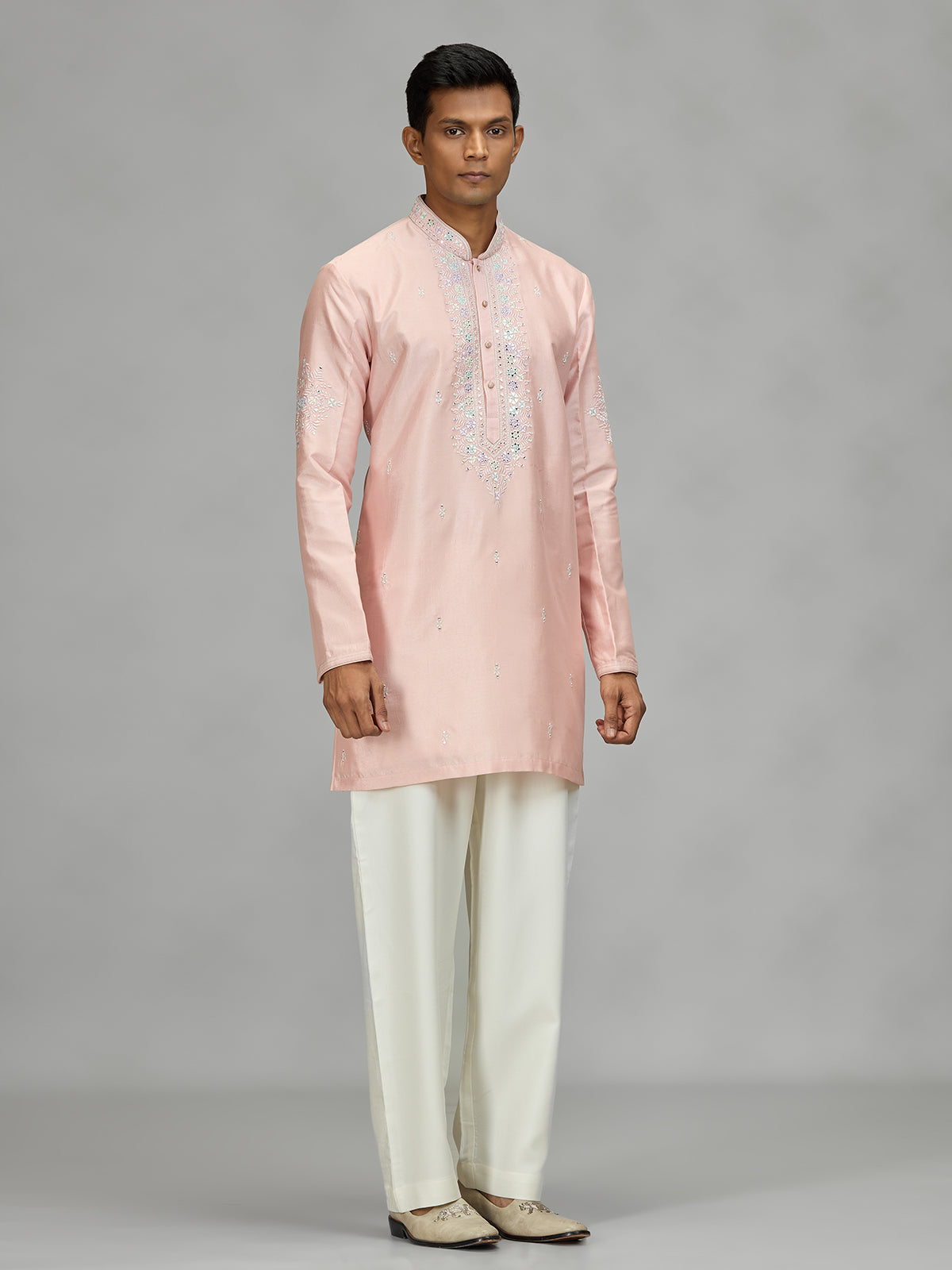 Pink floral mens kurta pajama