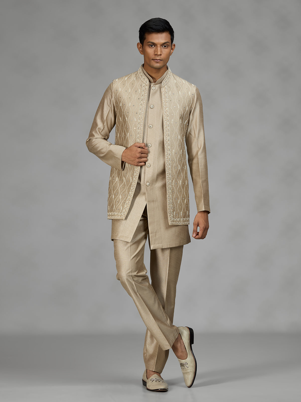 Khakhi light brown premium mens waistcoat set
