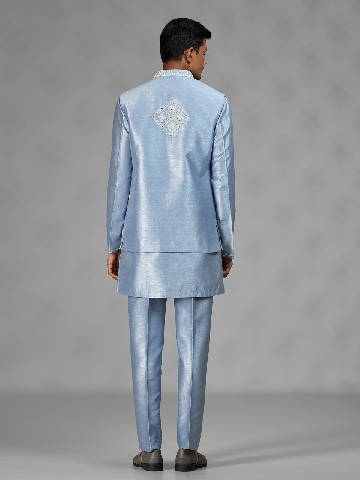 Pastel sky blue premium mens waistcoat set