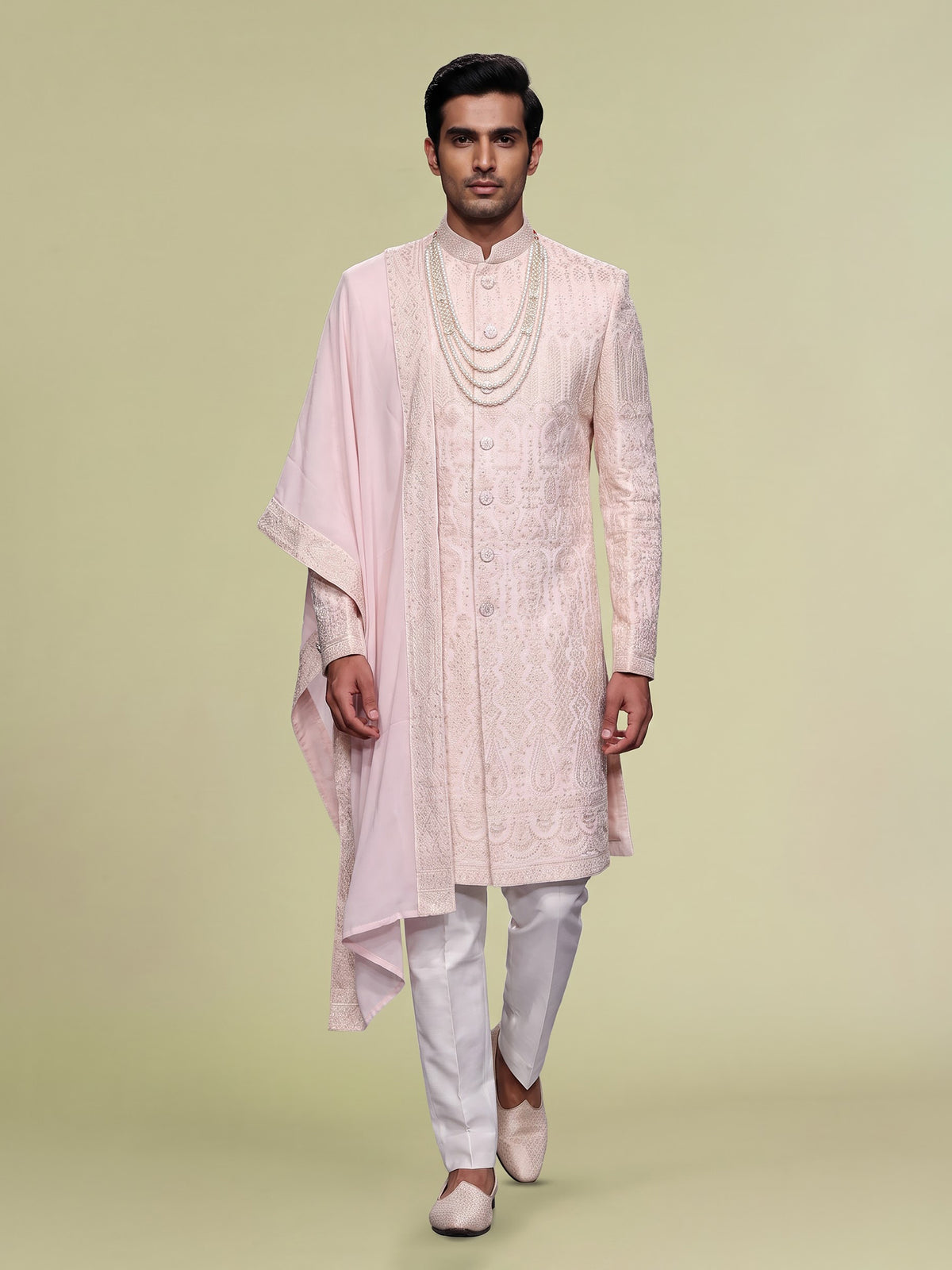 Off white regal mens sherwani with dupatta