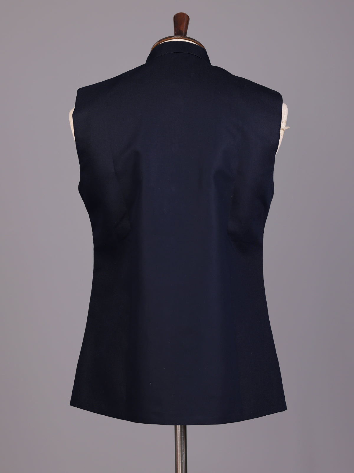 Navy blue embroidered collar waistcoat with zardosi detailing for mens