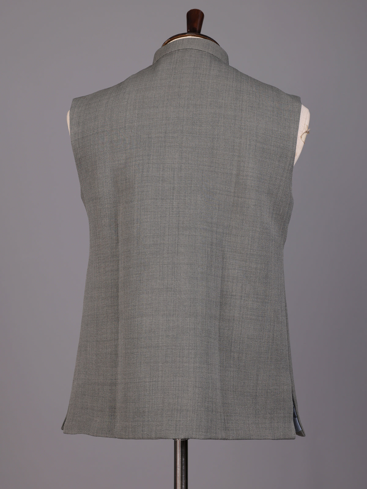 Grey textured zardosi waistcoat with safari pocket detailing for mens