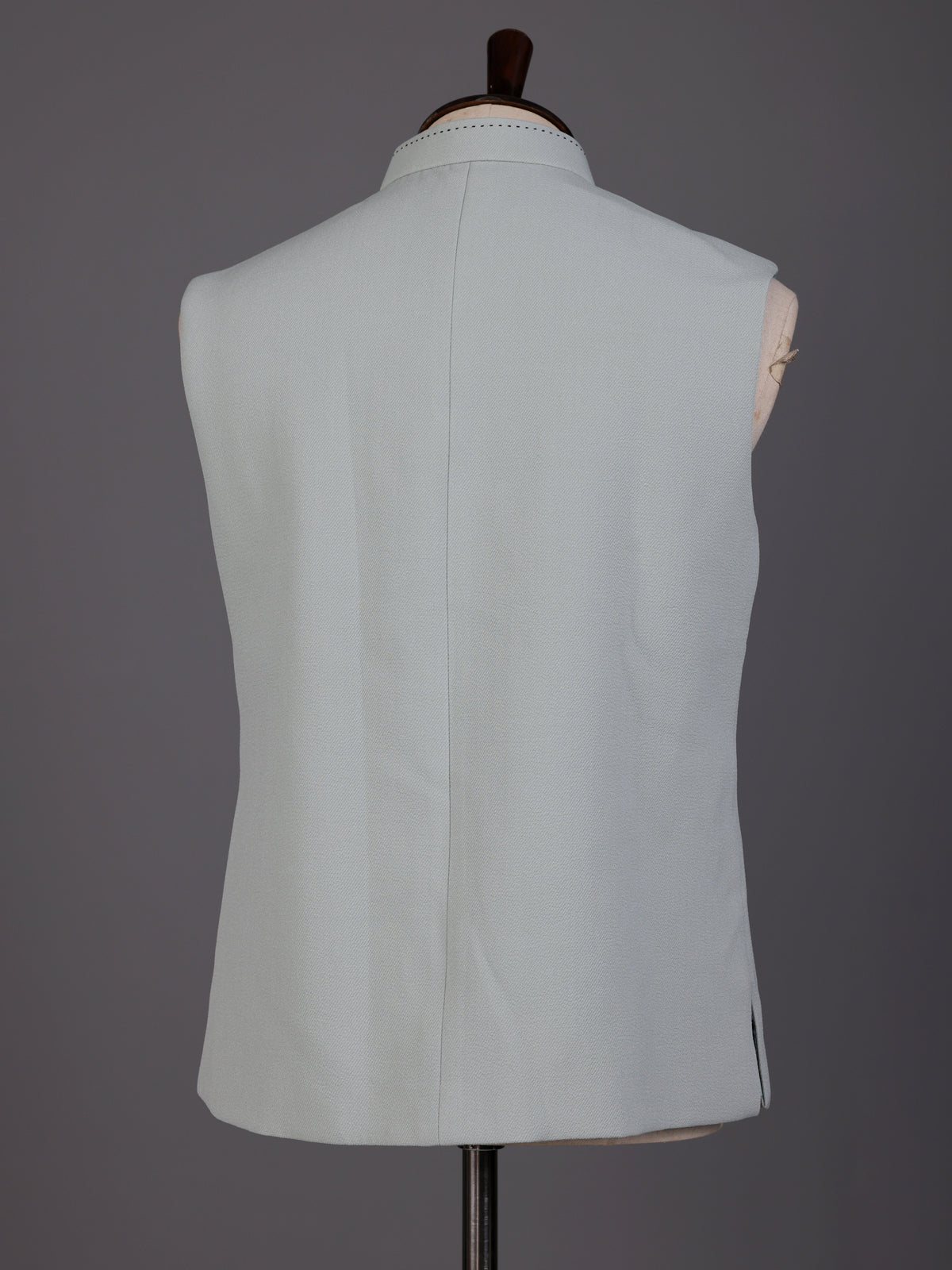 Light grey pearl embellished waistcoat with antique metallic buttons