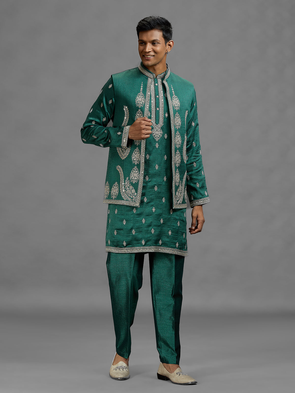 Rama green opulent mens waistcoat set