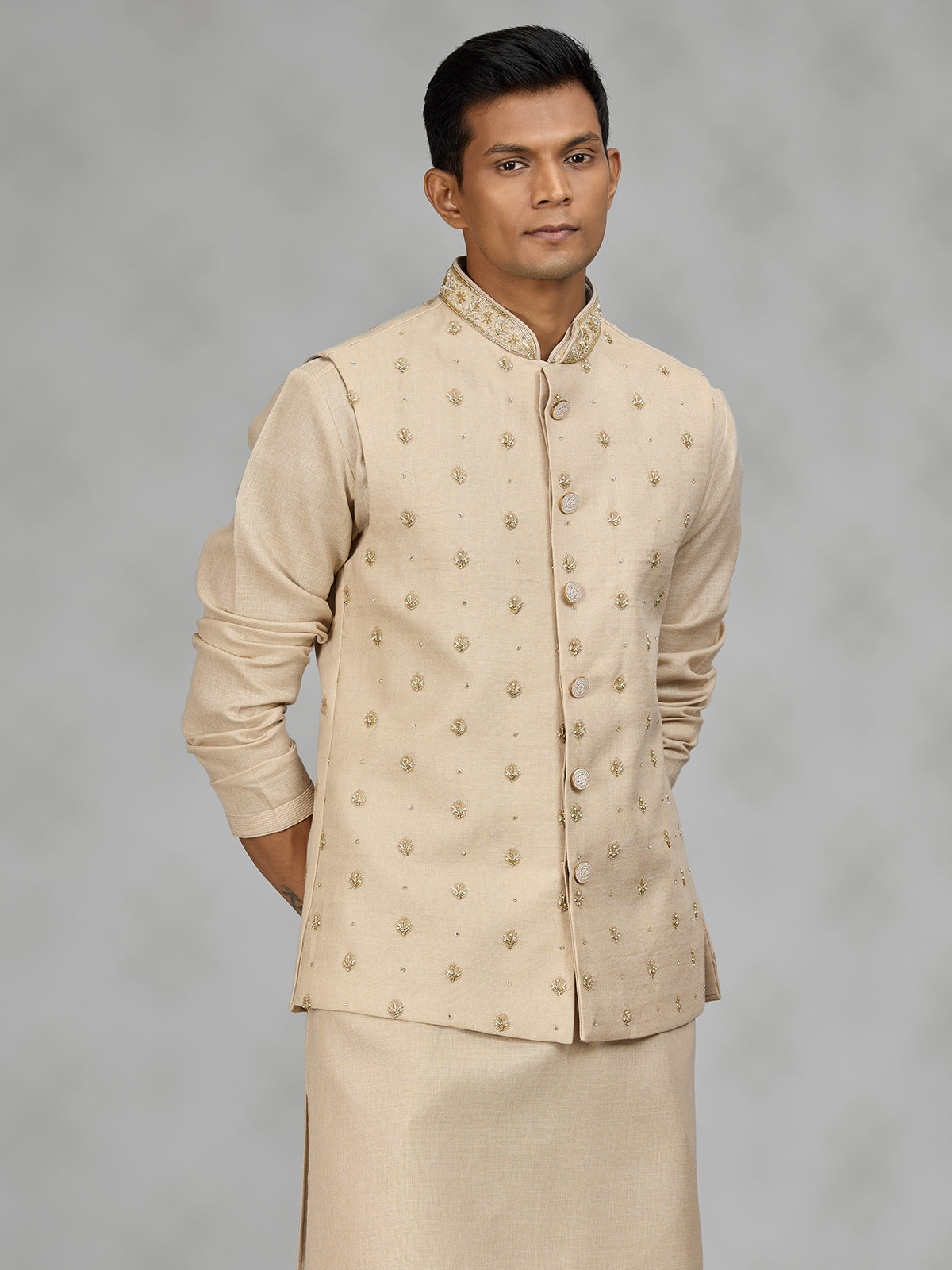 Light gold regal mens waistcoat set