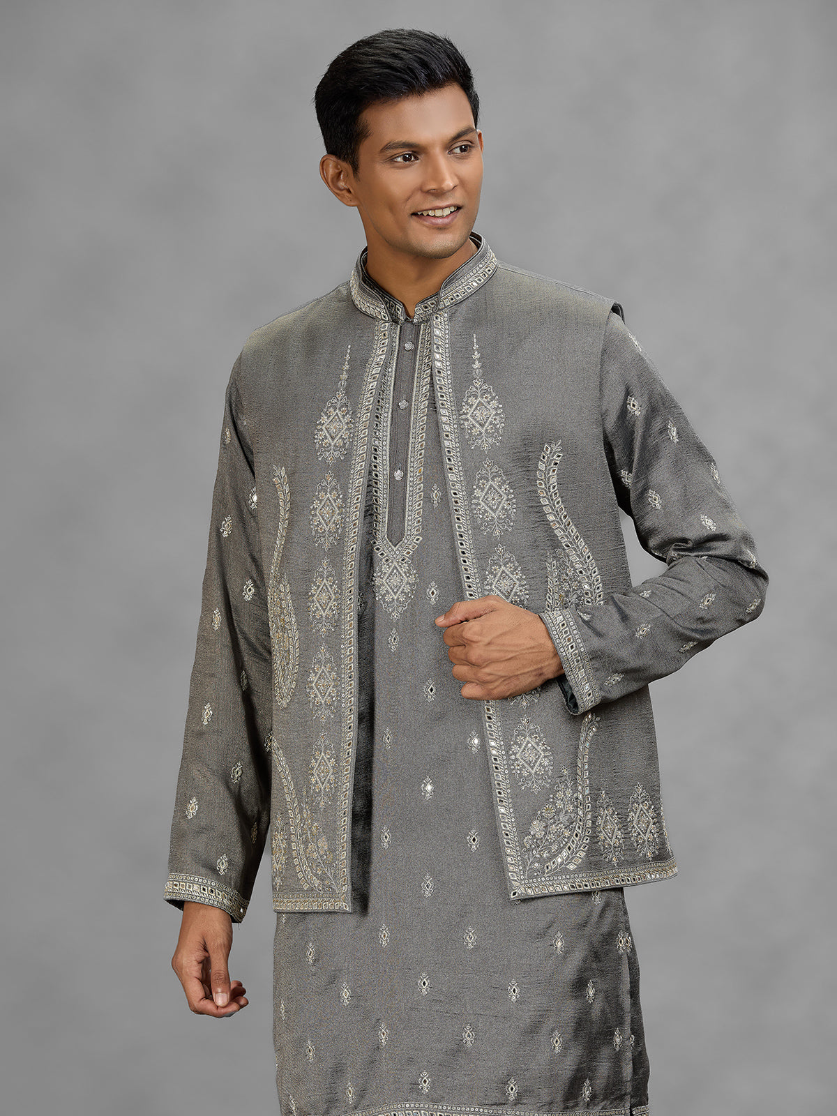 Grey architectural mens waistcoat set