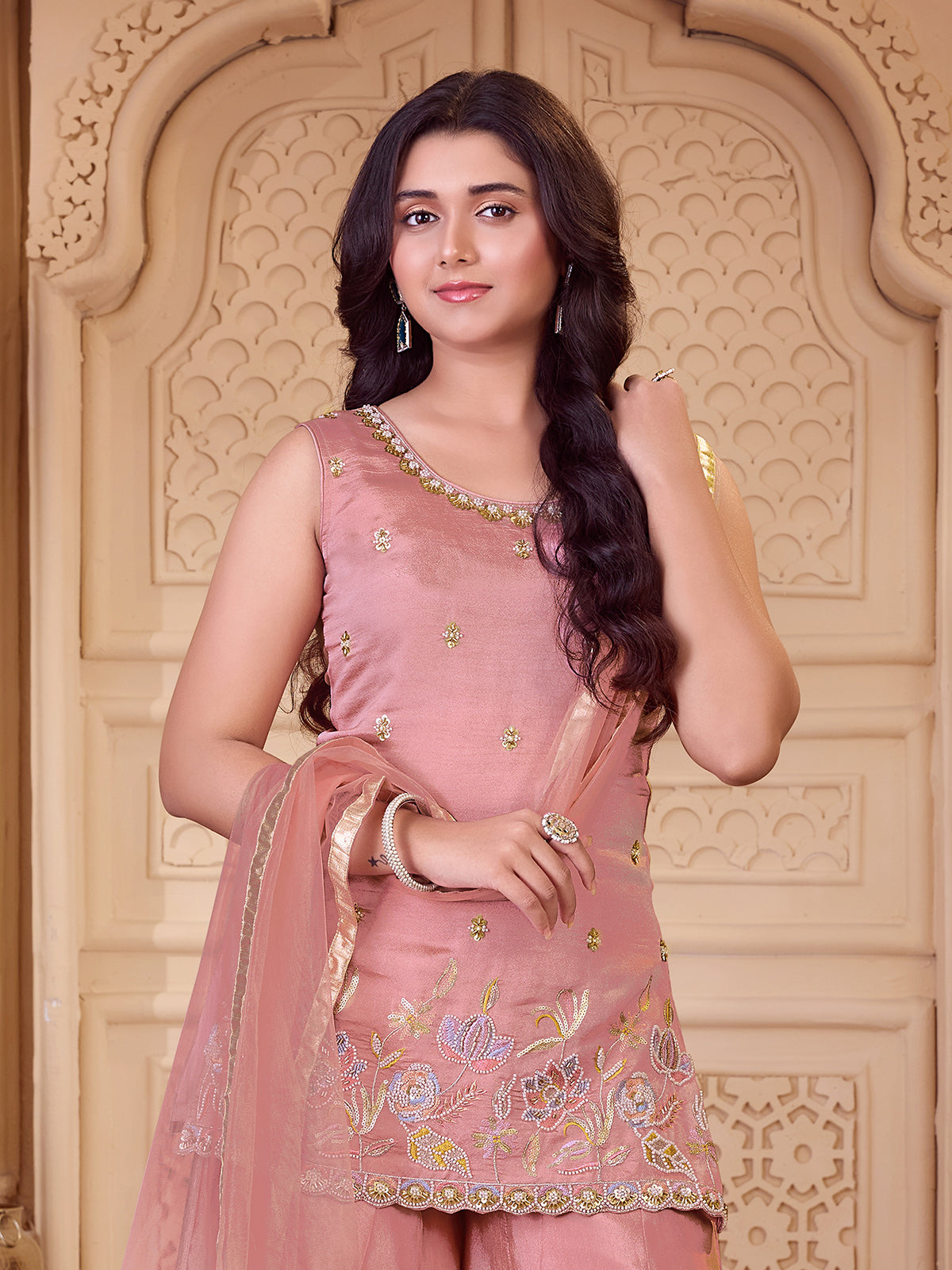 Onion pink girls sharara suit