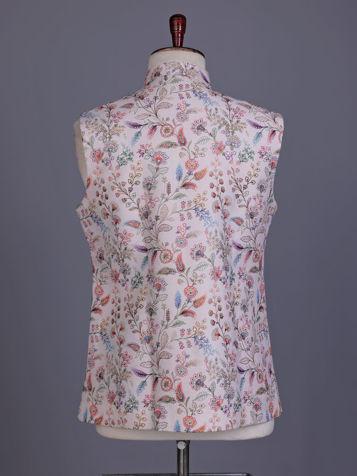 Beige botanical mens waistcoat