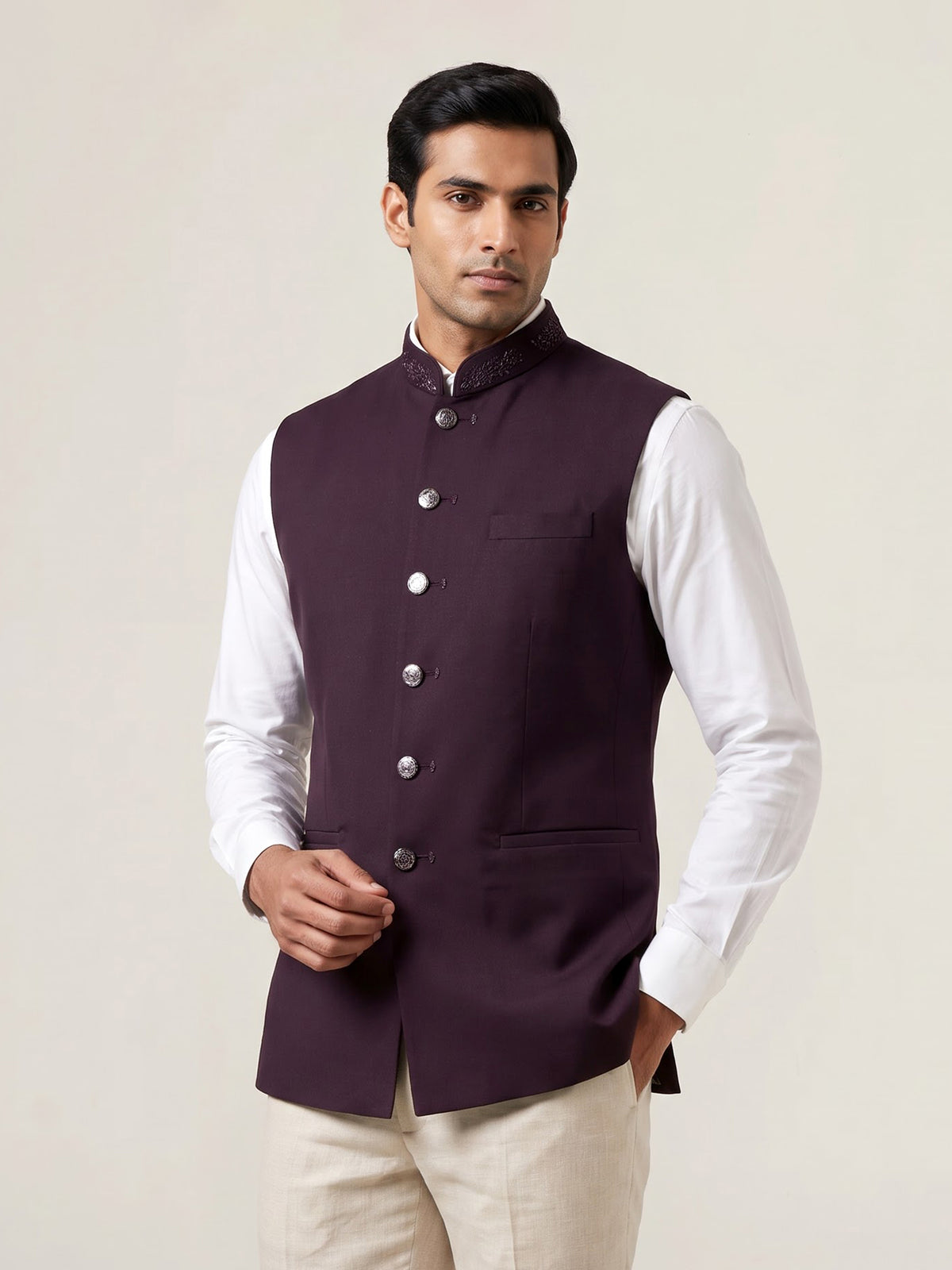 Wine signature mens waistcoat