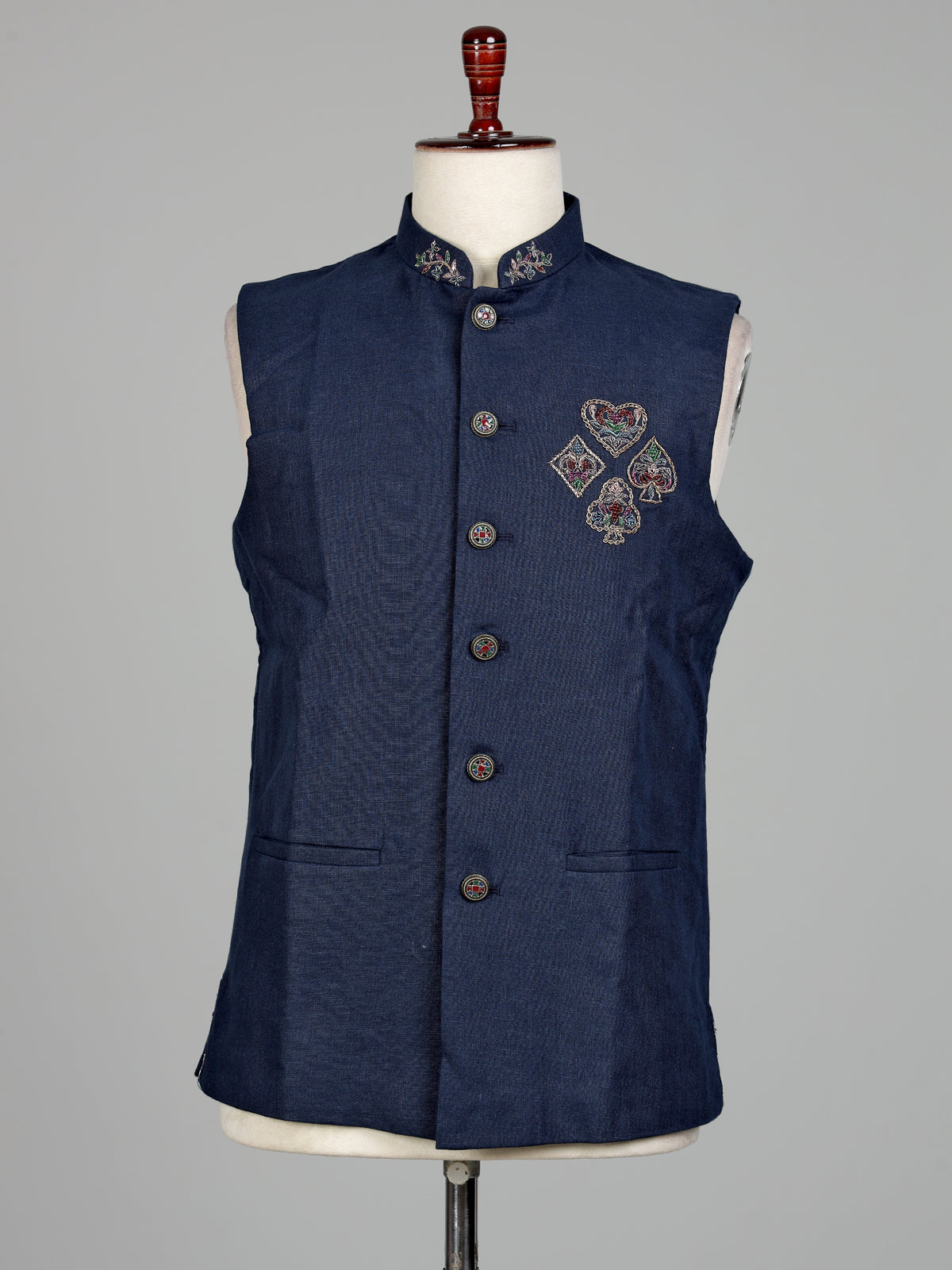 Blue zardosi mens waistcoat