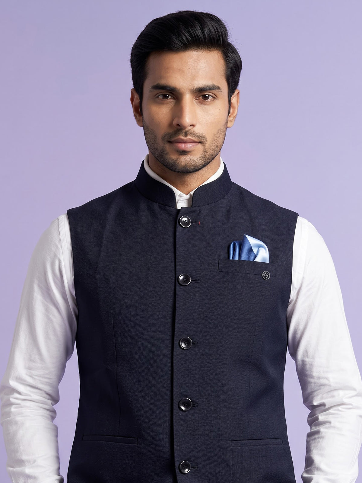Navy blue modern mens waistcoat