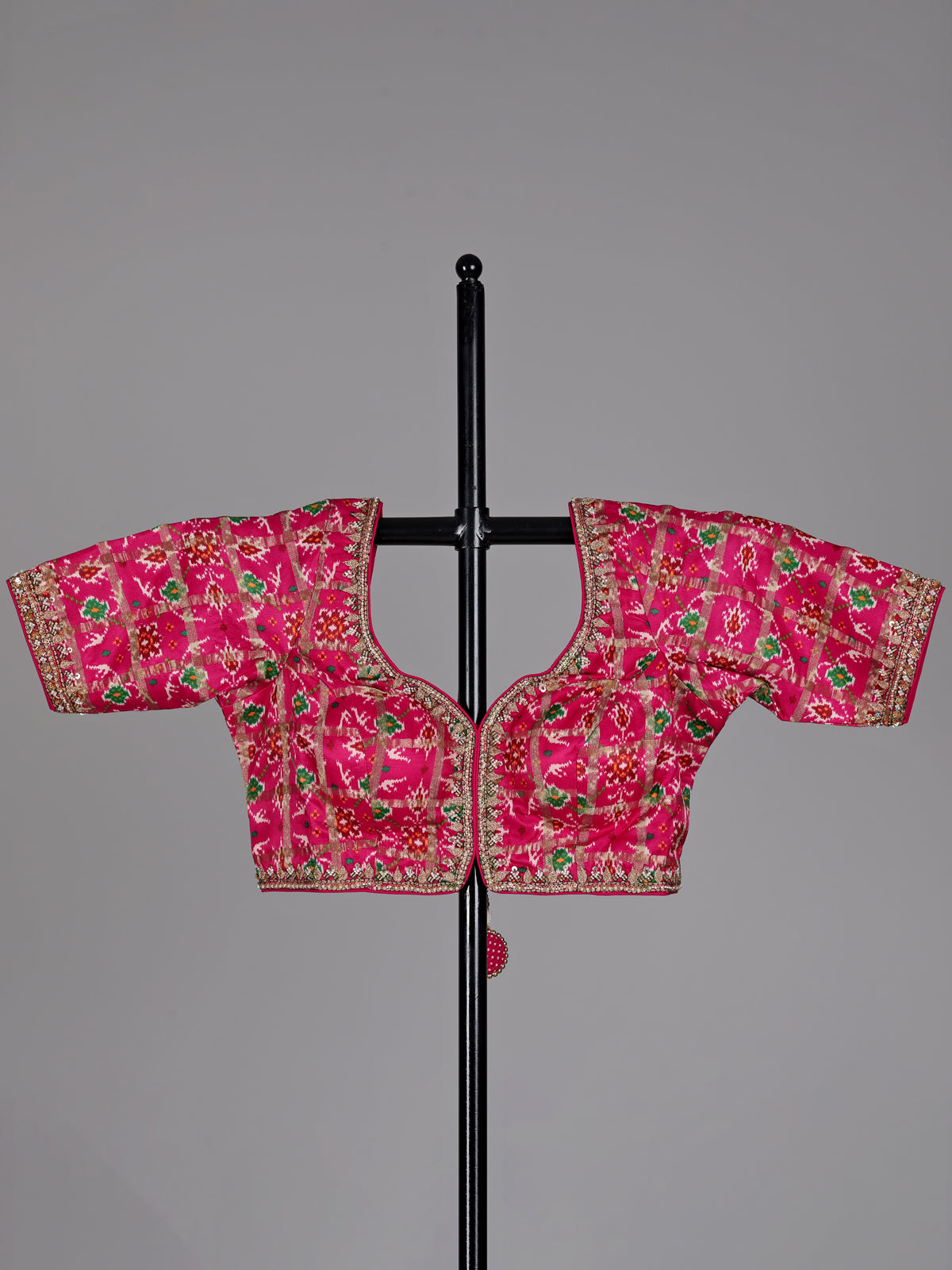 Beige metallic tissue-silk saree with readymade blouse