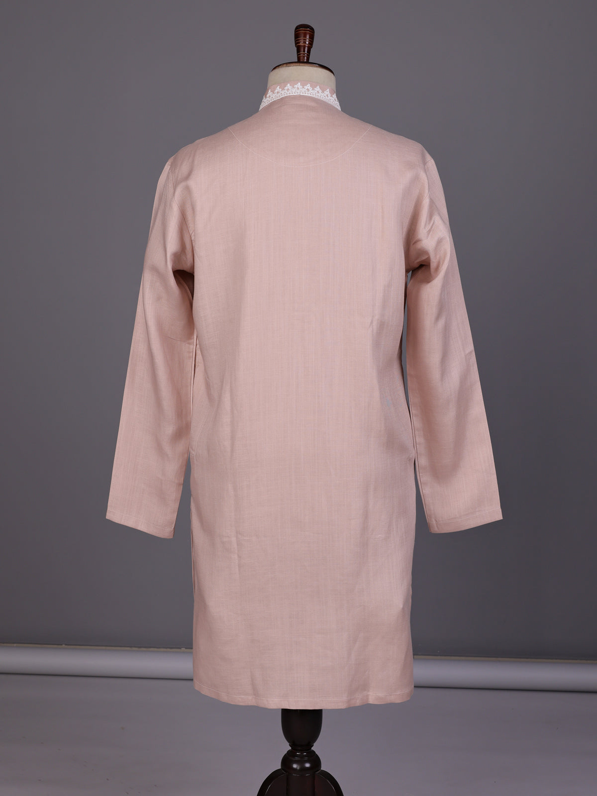 Peach thread embroidered kurta suit with pants for mens weddings