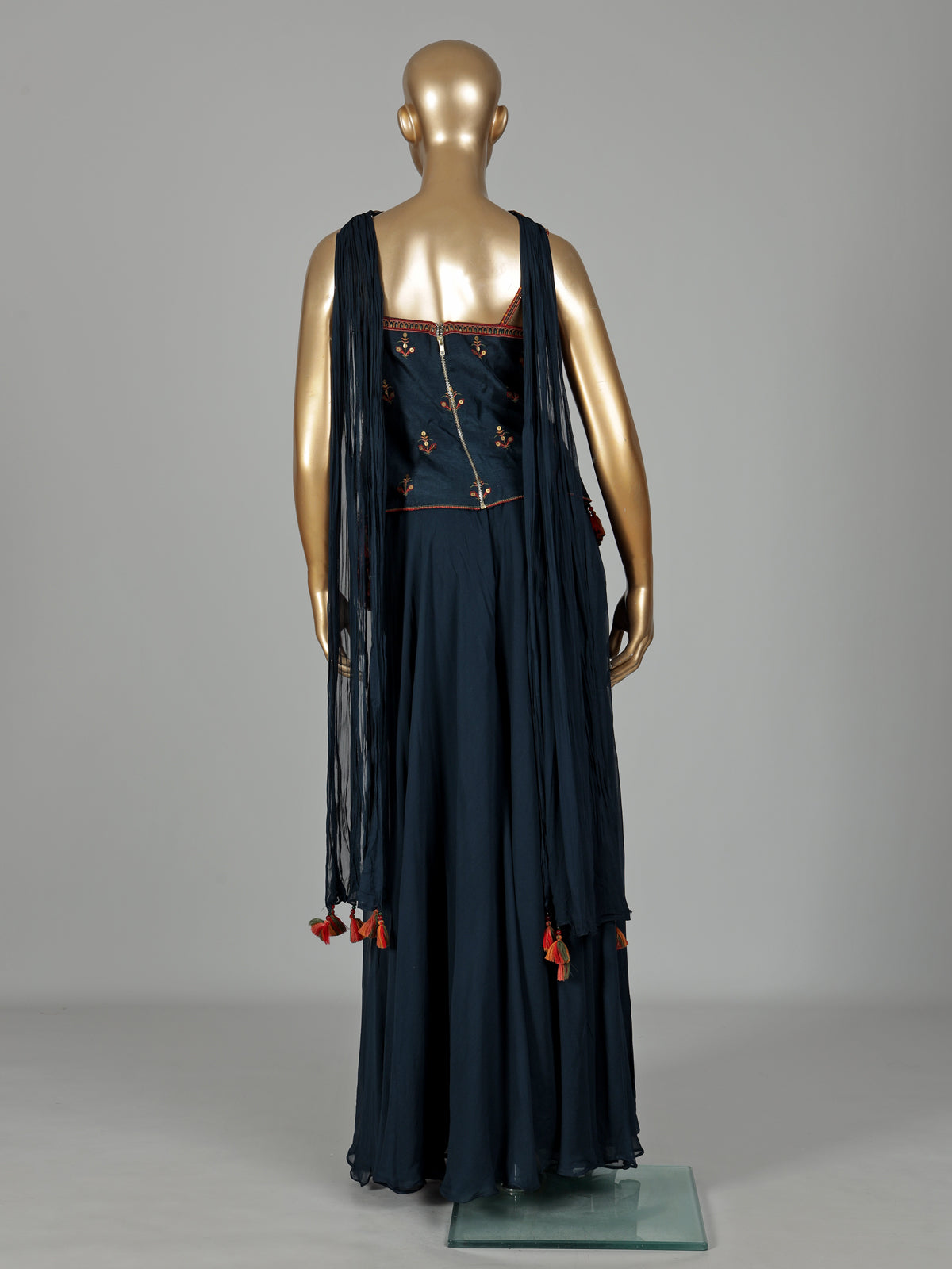 Navy georgette palazzo suit for wedding celebration