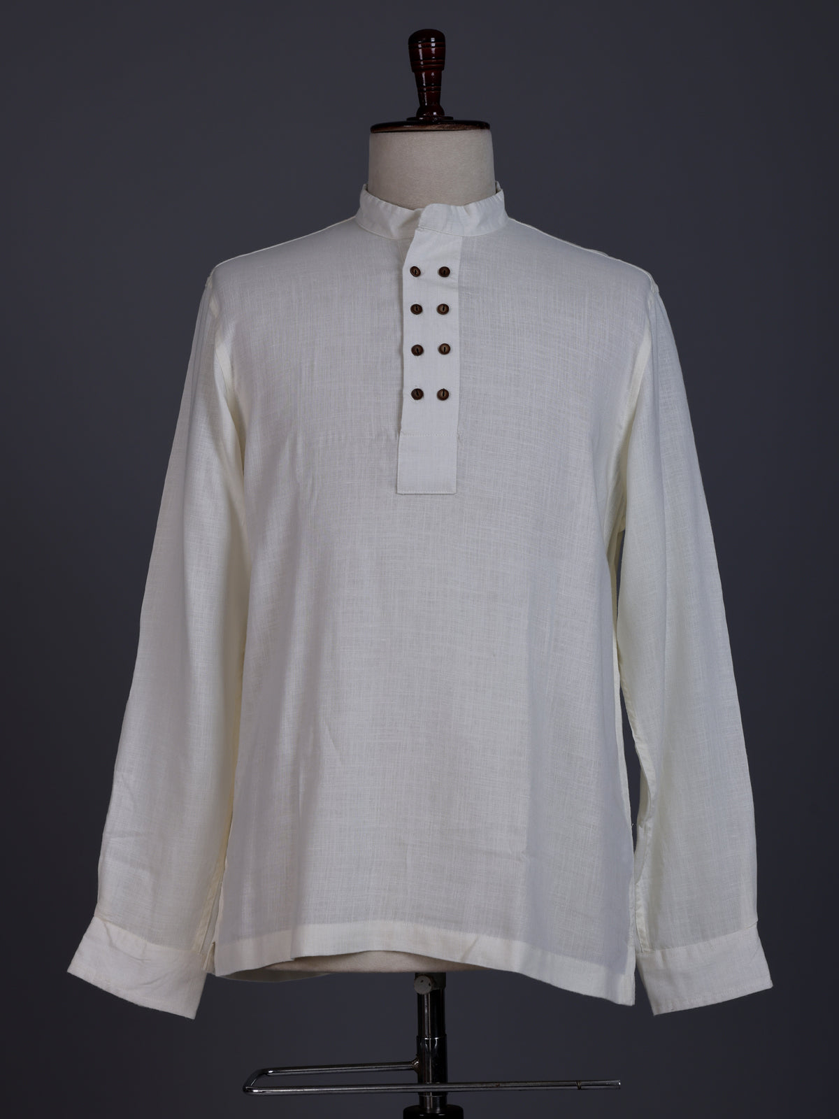 White linen solid mens short kurta