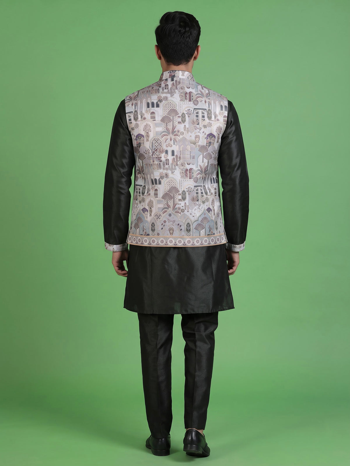 Deep forest green silk mens waistcoat set with heritage detailing