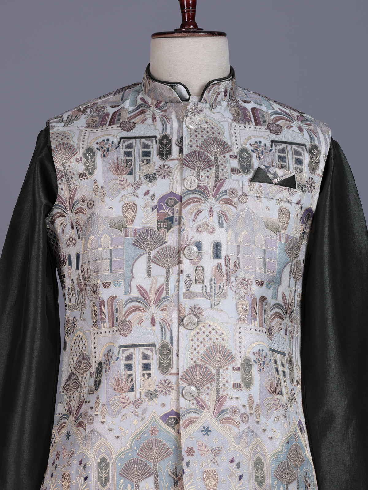 Deep forest green silk mens waistcoat set with heritage detailing