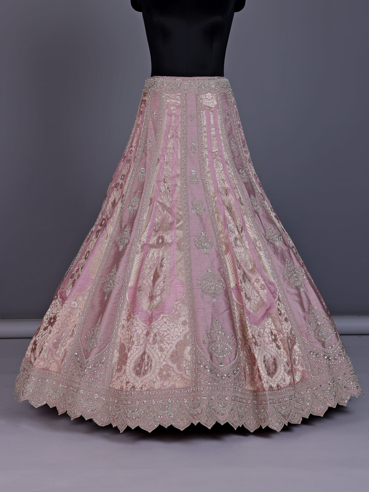 Pink silk unstitched wedding wear lehenga choli