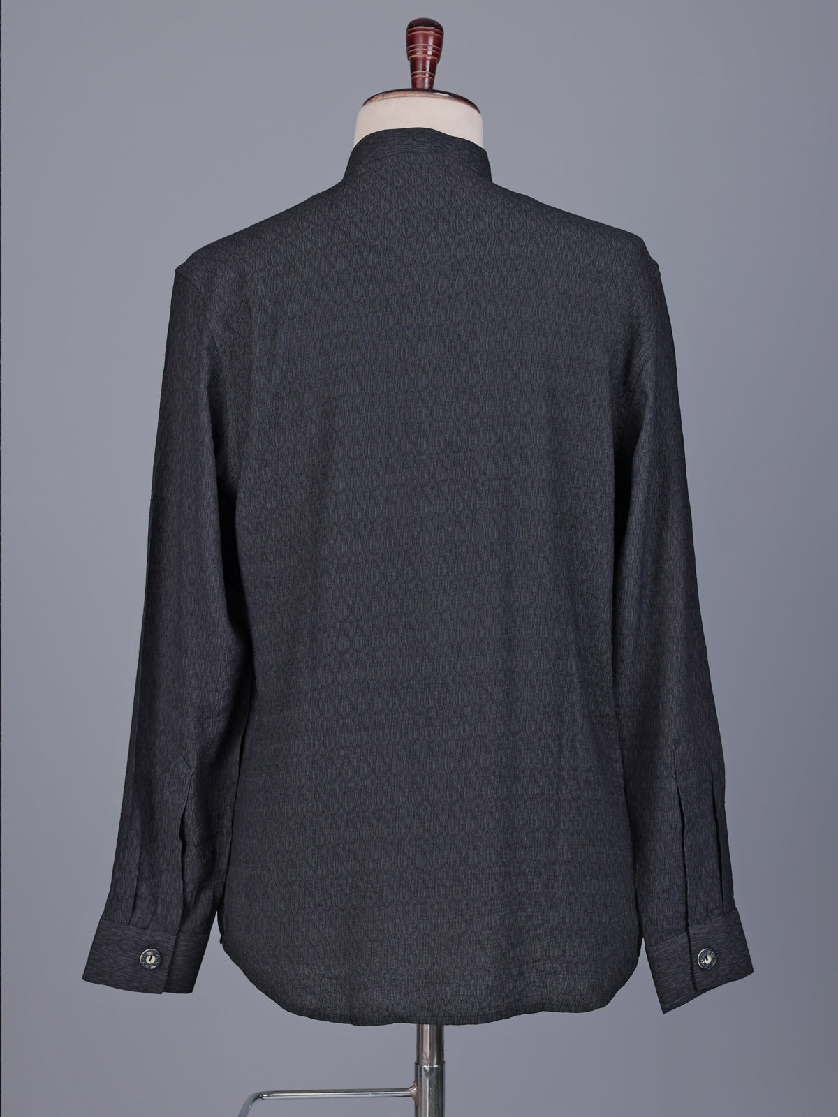 Charcoal black solid textured shirt style kurta for mens