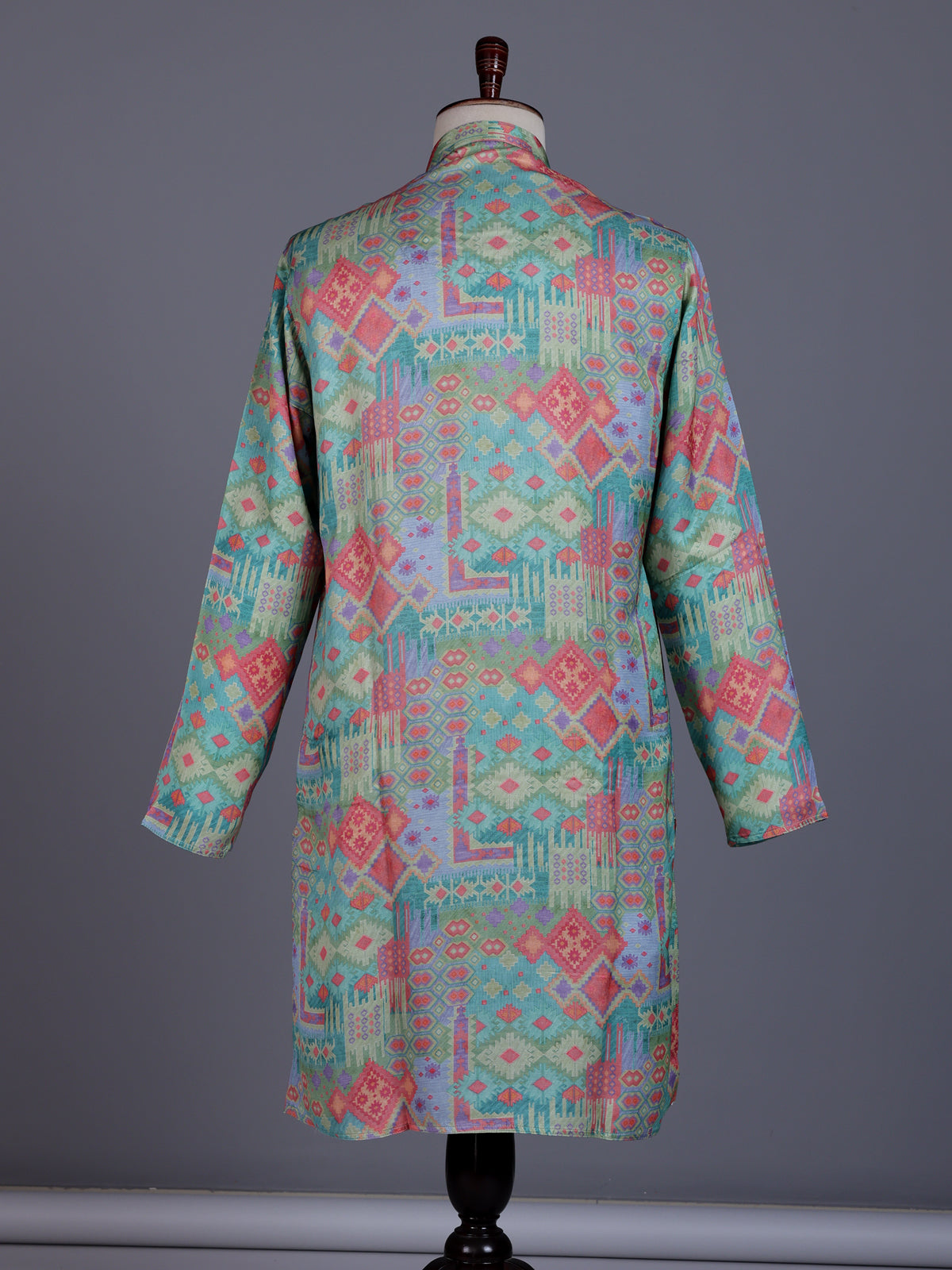 Sky blue cotton silk mens kurta suit with elegant traditional print