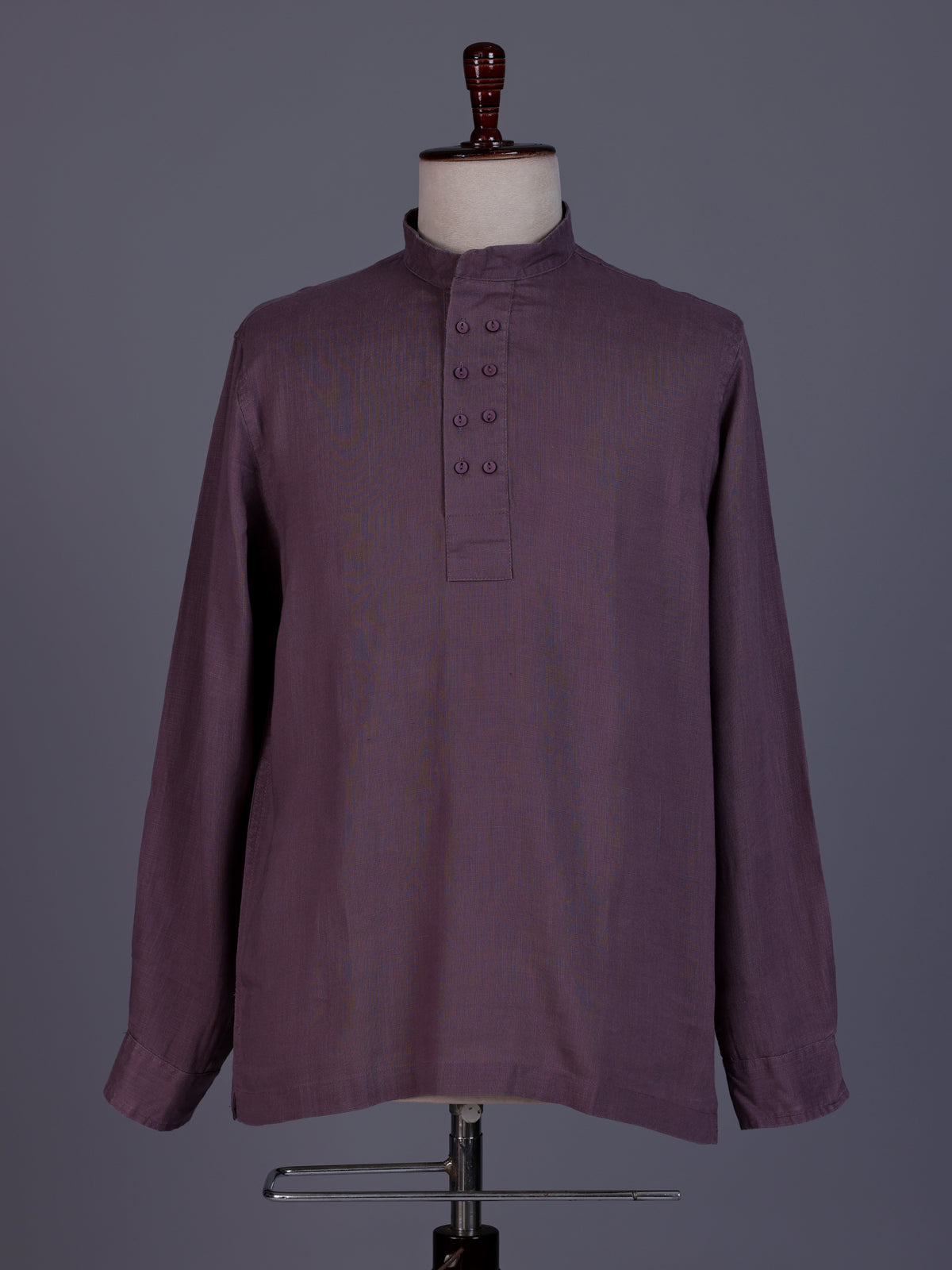 Lavender purple linen silk mens short kurta with Chinese collar