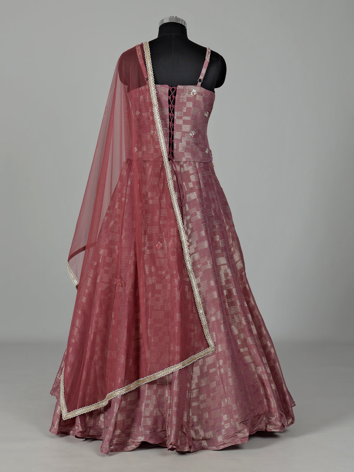 Onion pink silk lehenga choli with zardosi detailing