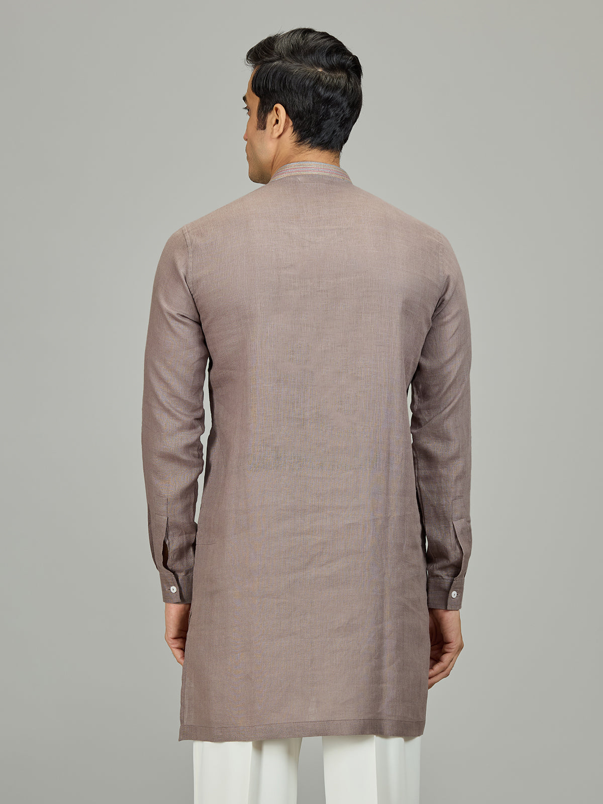 Grey stylish botanical linen men kurta