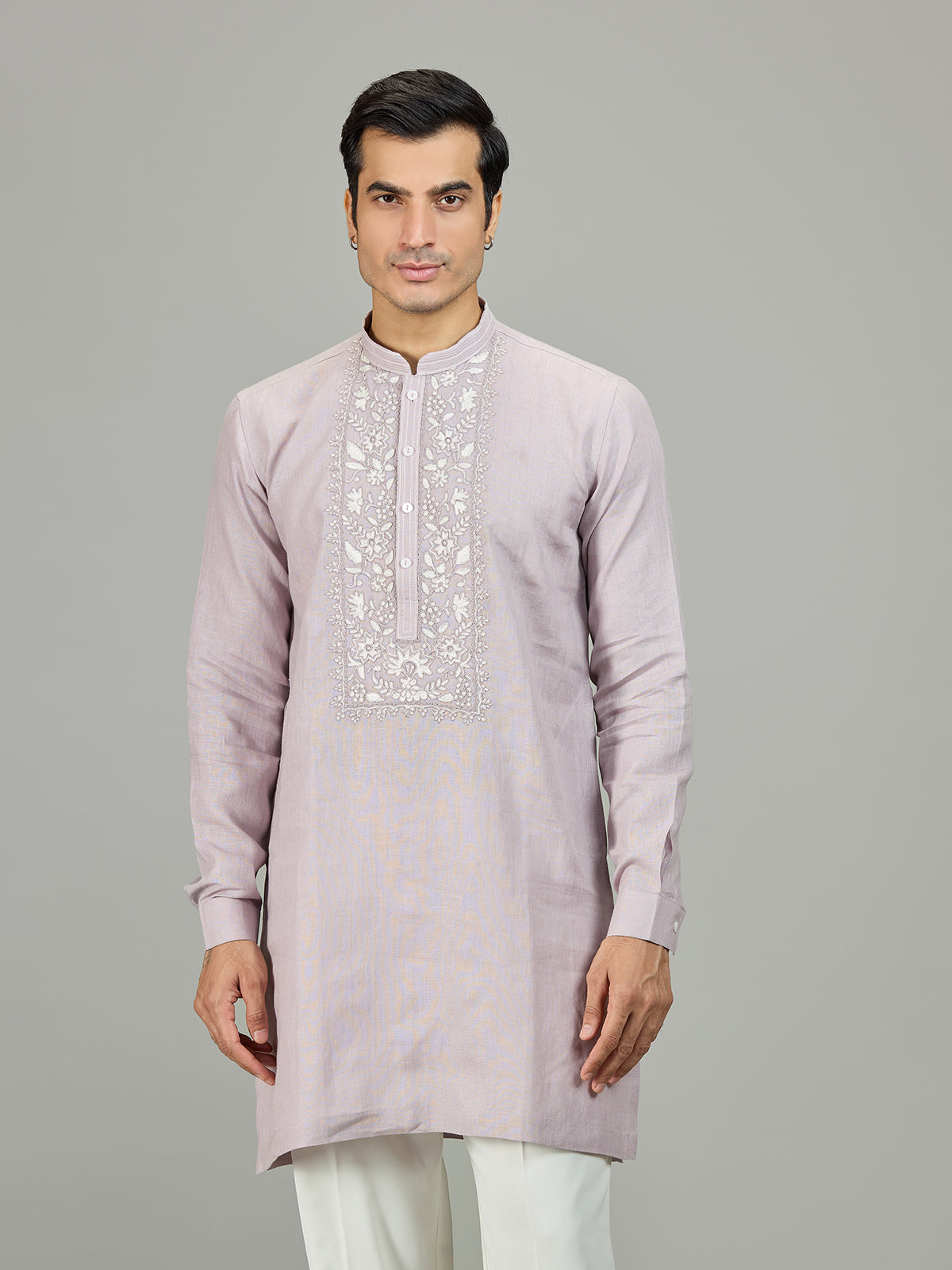 Lilac purple royal linen men kurta
