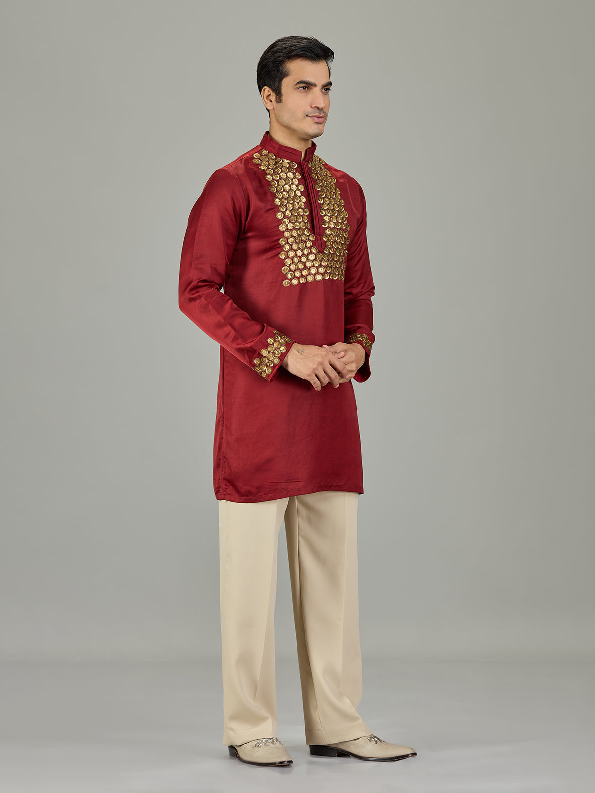 Maroon festive men kurta suit