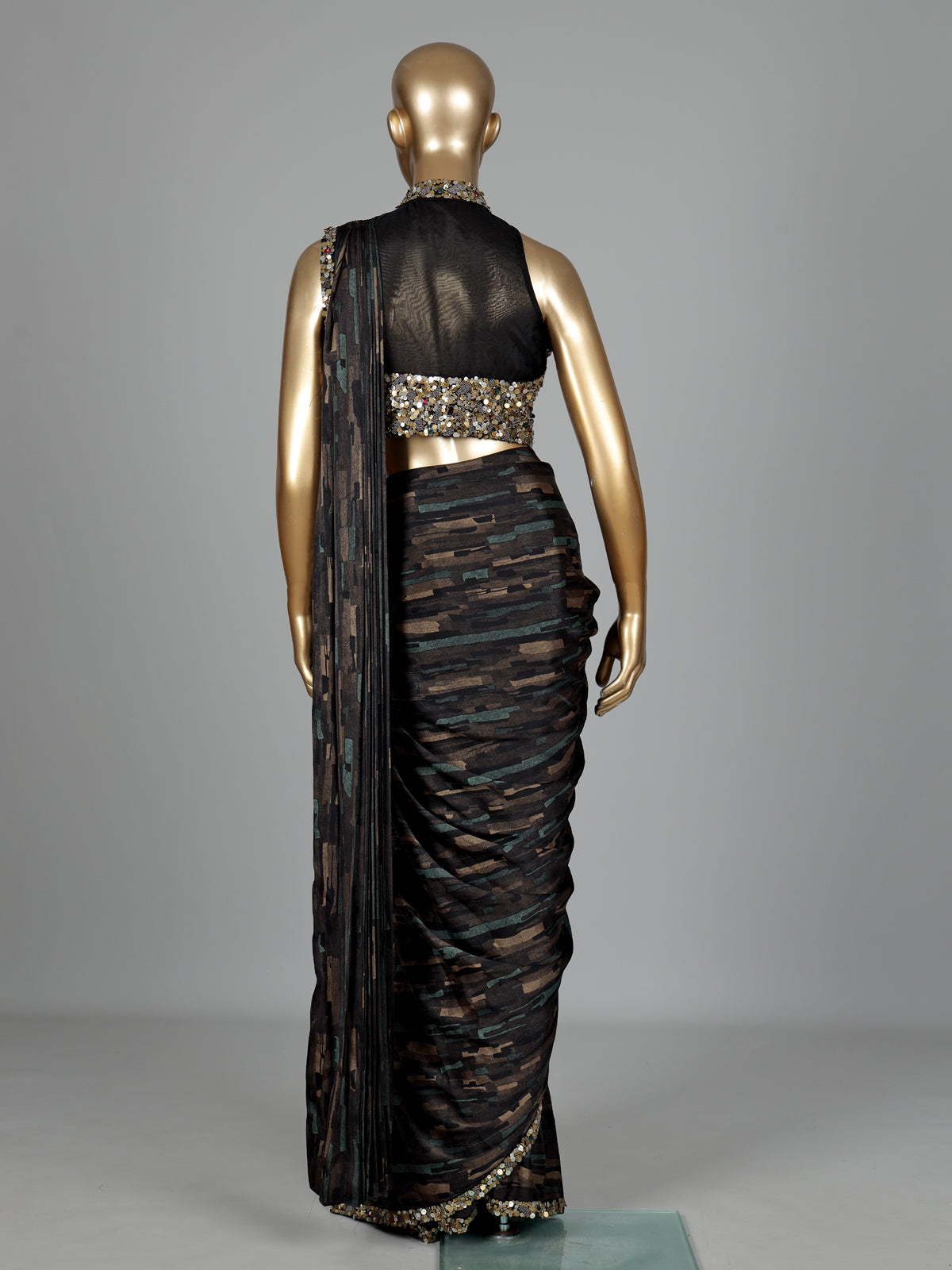 Black foil shimmer couture designer women ready to wear saree