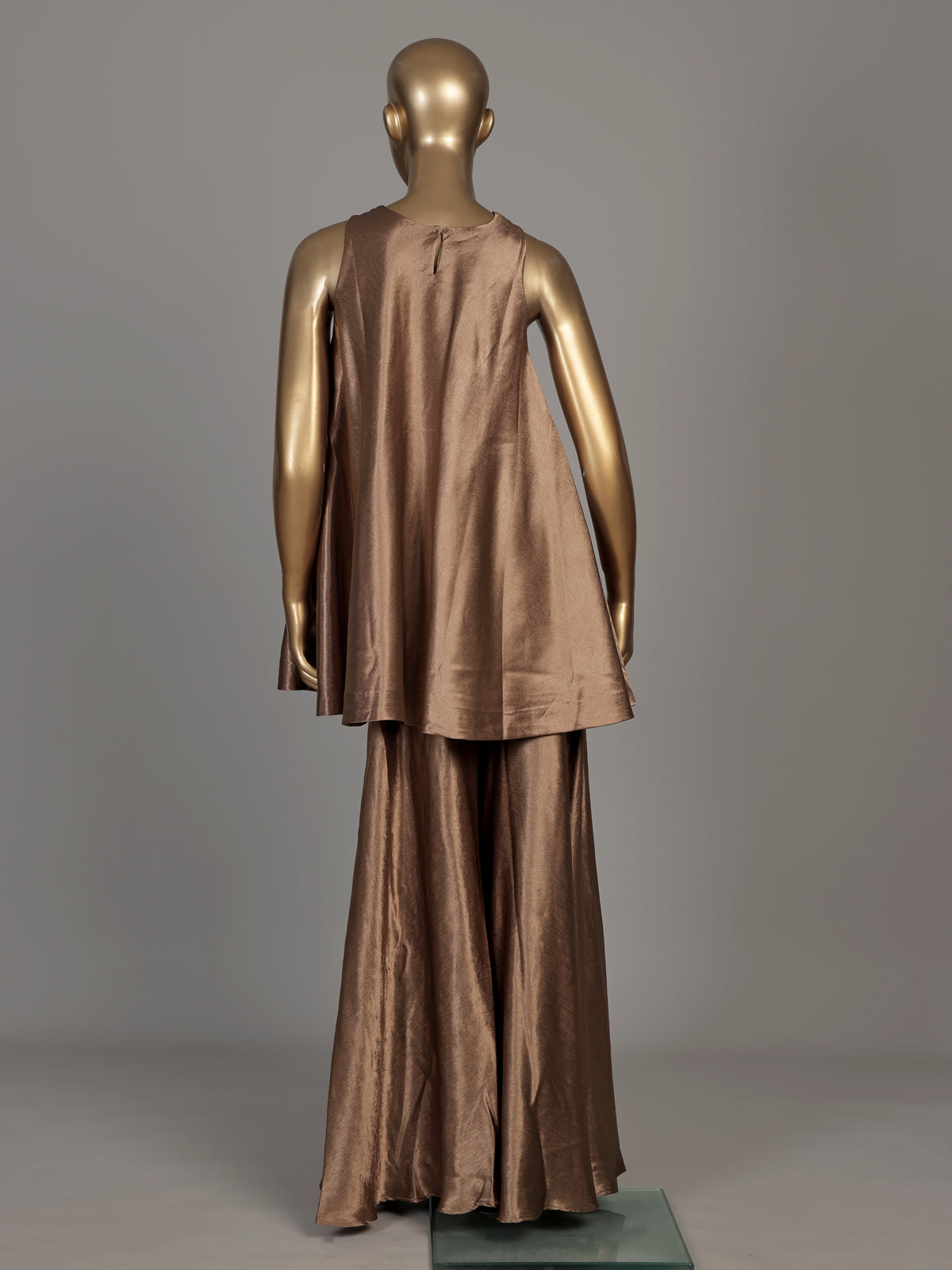 Brown floral satin silk women palazzo suit