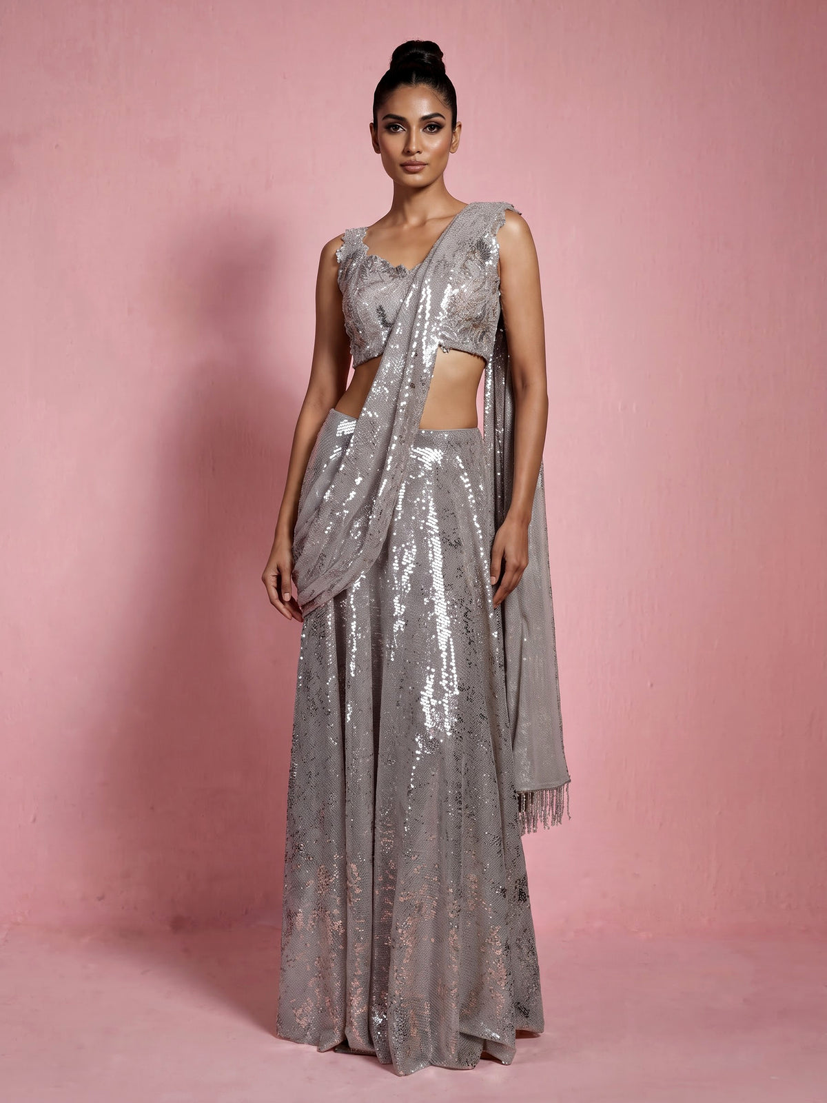 Grey stardust botanical premium women lehenga choli