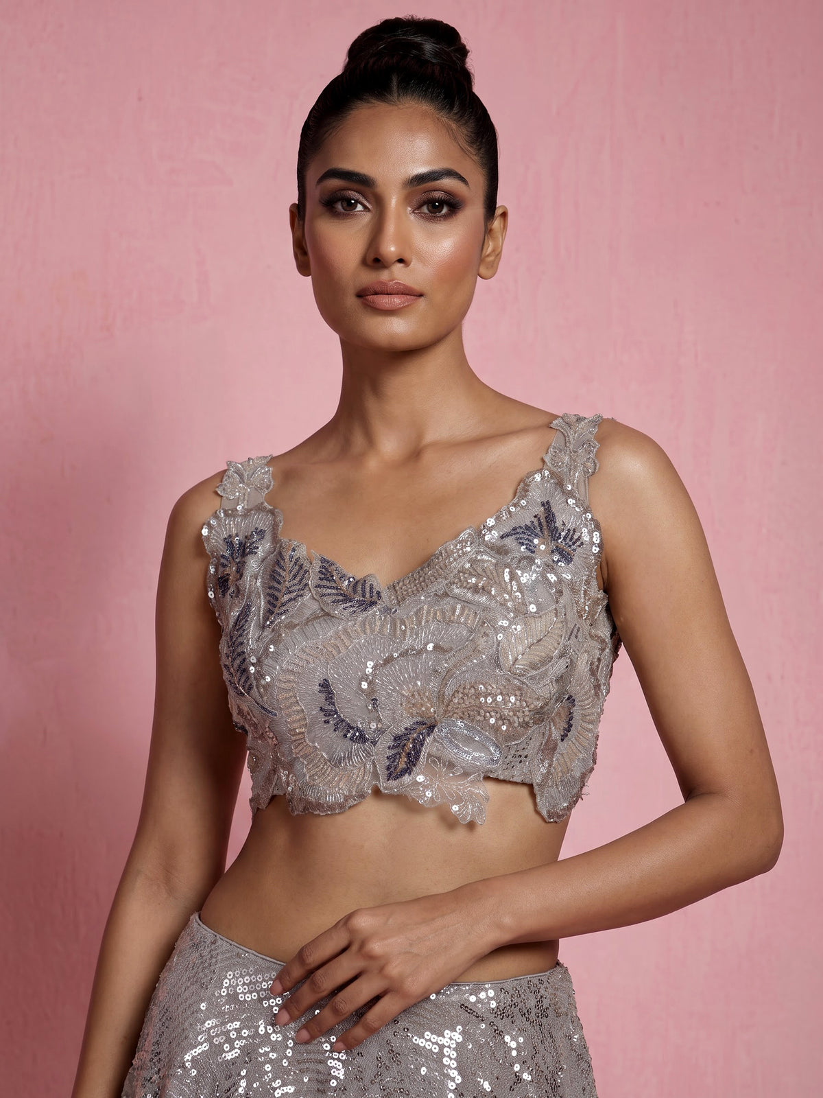 Grey stardust botanical premium women lehenga choli