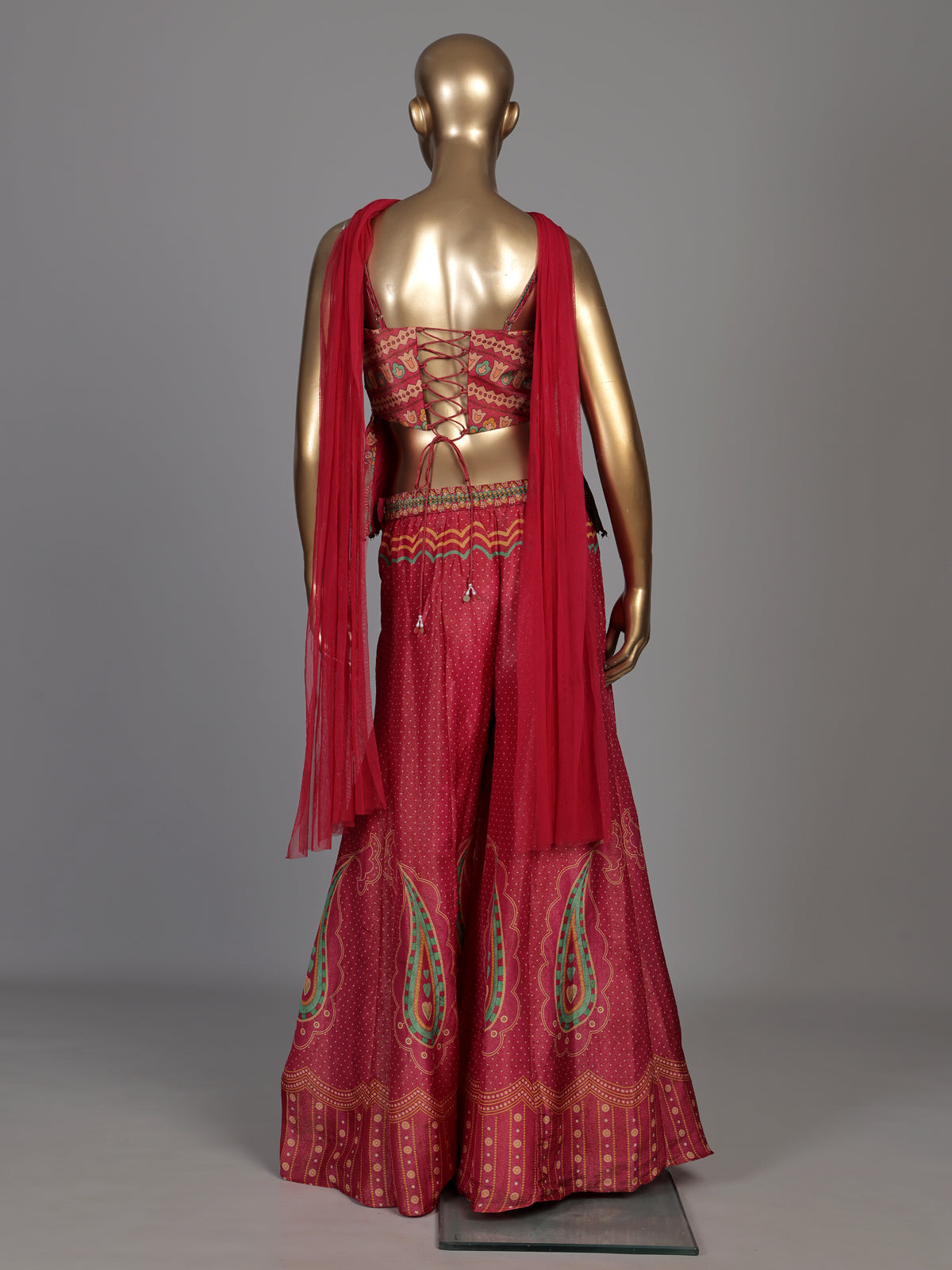 Rani pink bandhani printed women sharara suit