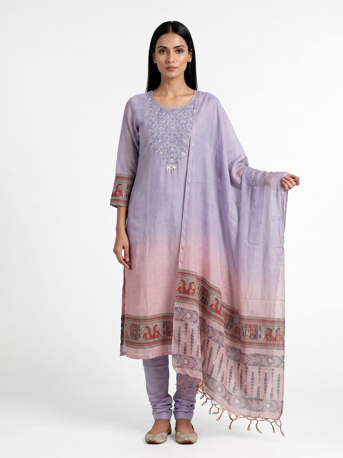 Lavender royal procession printed women pant suit