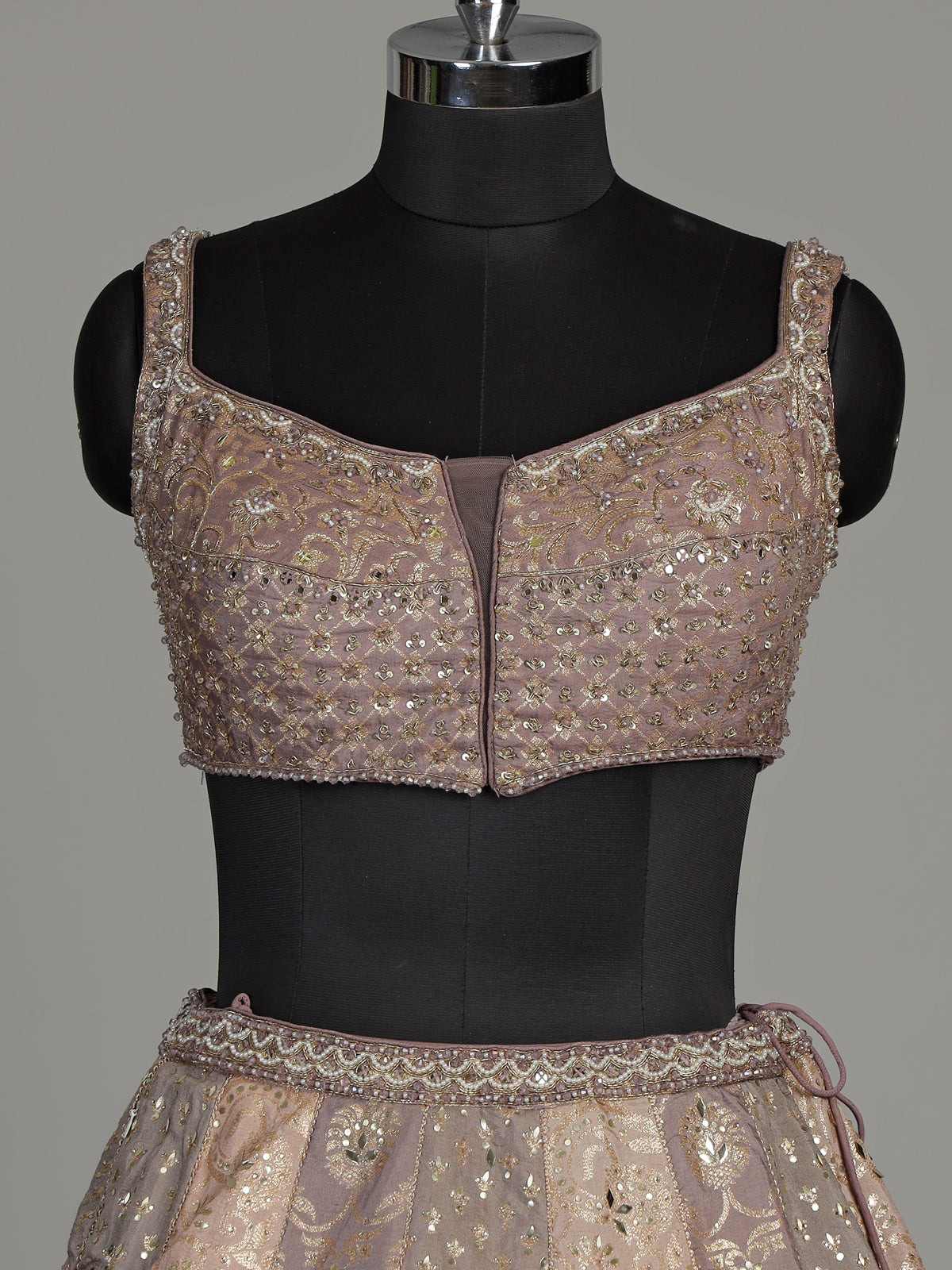Grape purple silk lehenga choli with luxurious zardosi embellishments