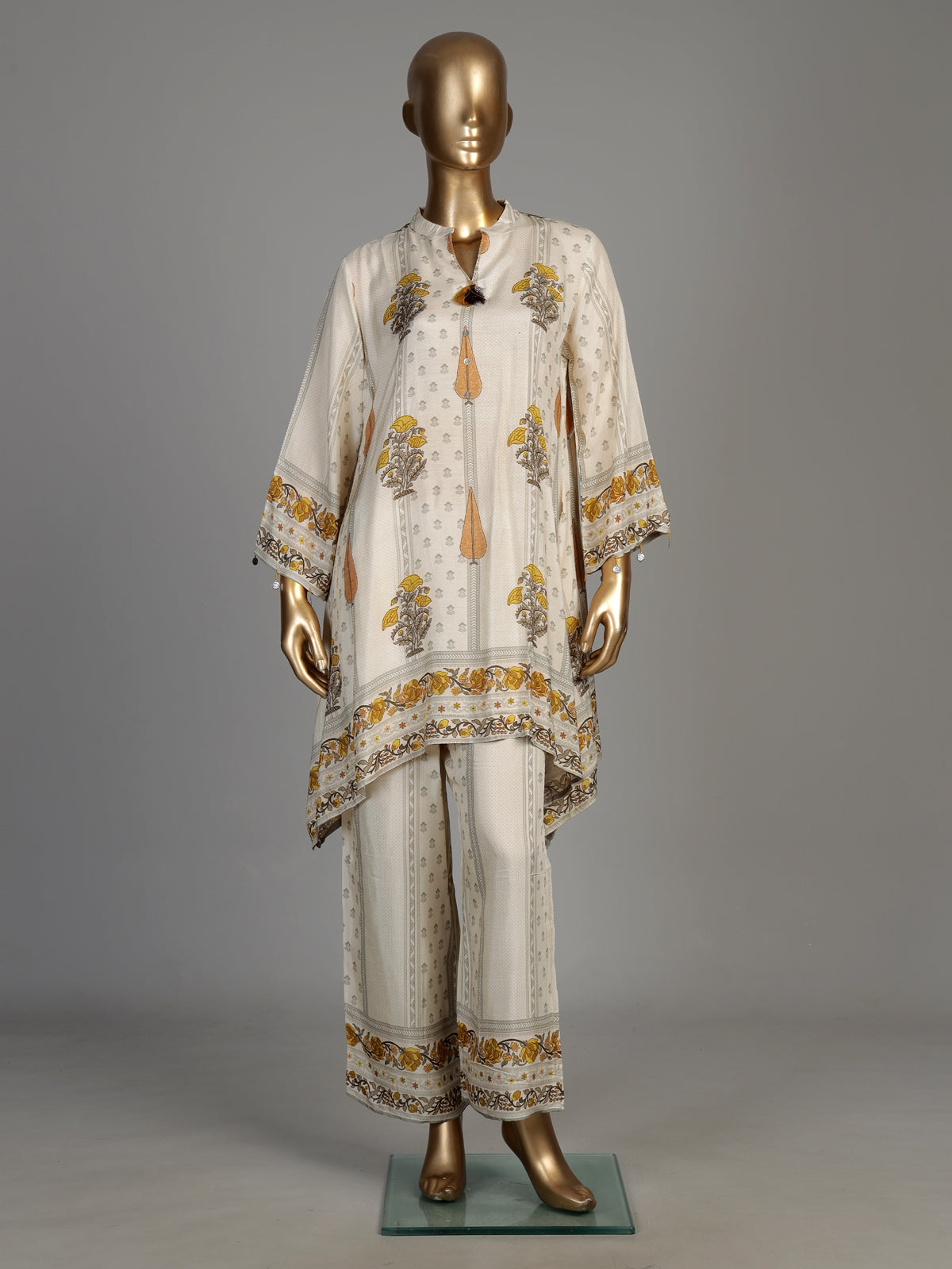 Off white sanganeri floral women kurti set