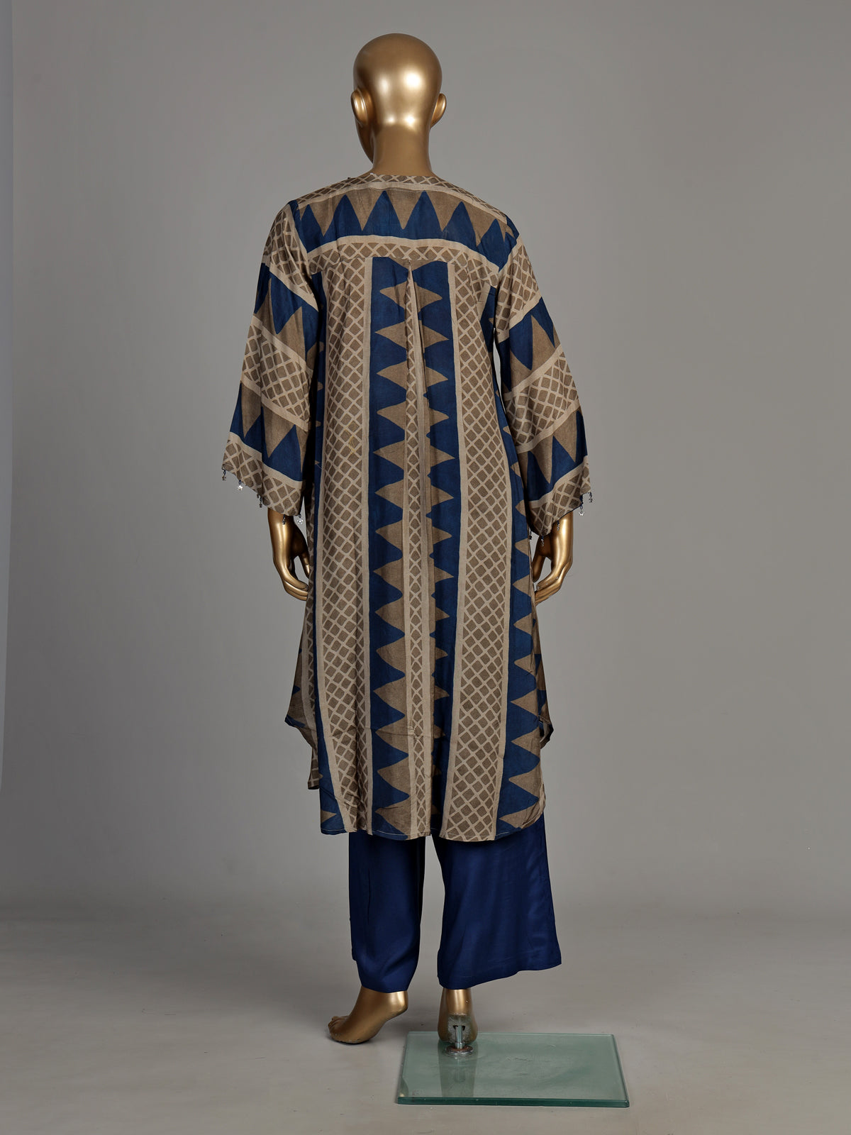 Blue chevron tassel women kurti set