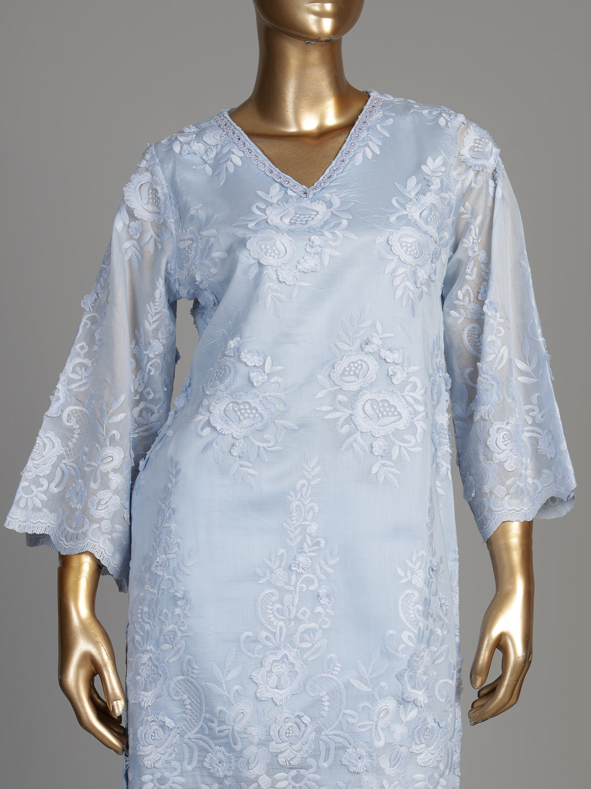 Sea blue rose trail women kurti set