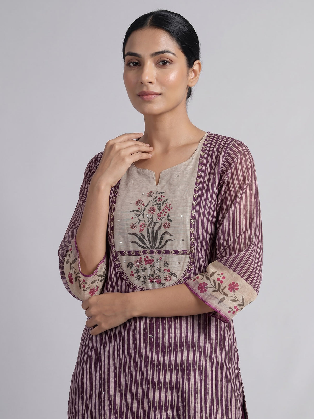Violet cypress motif women kurti set