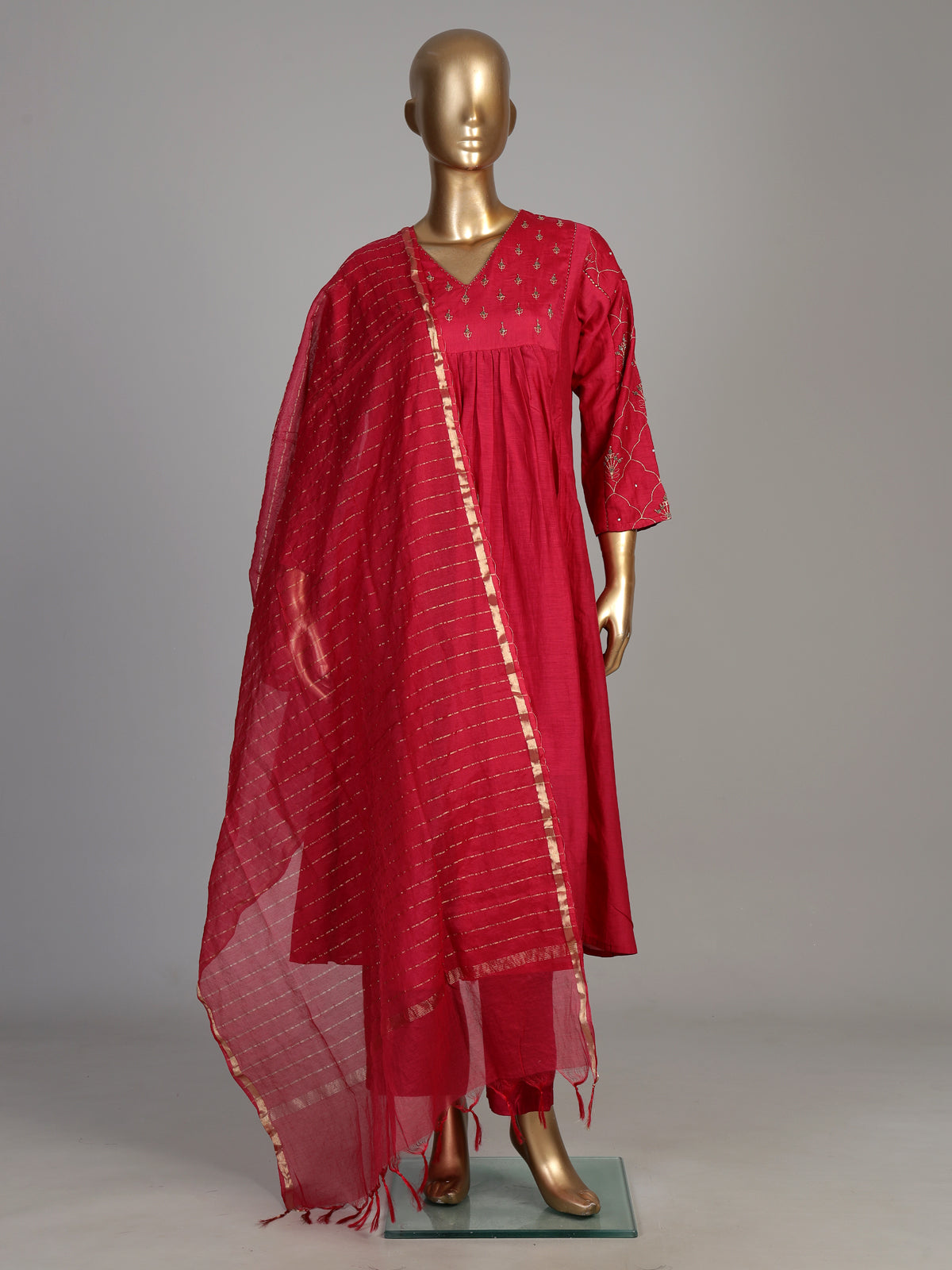 Rani pink empire waist women kurti set