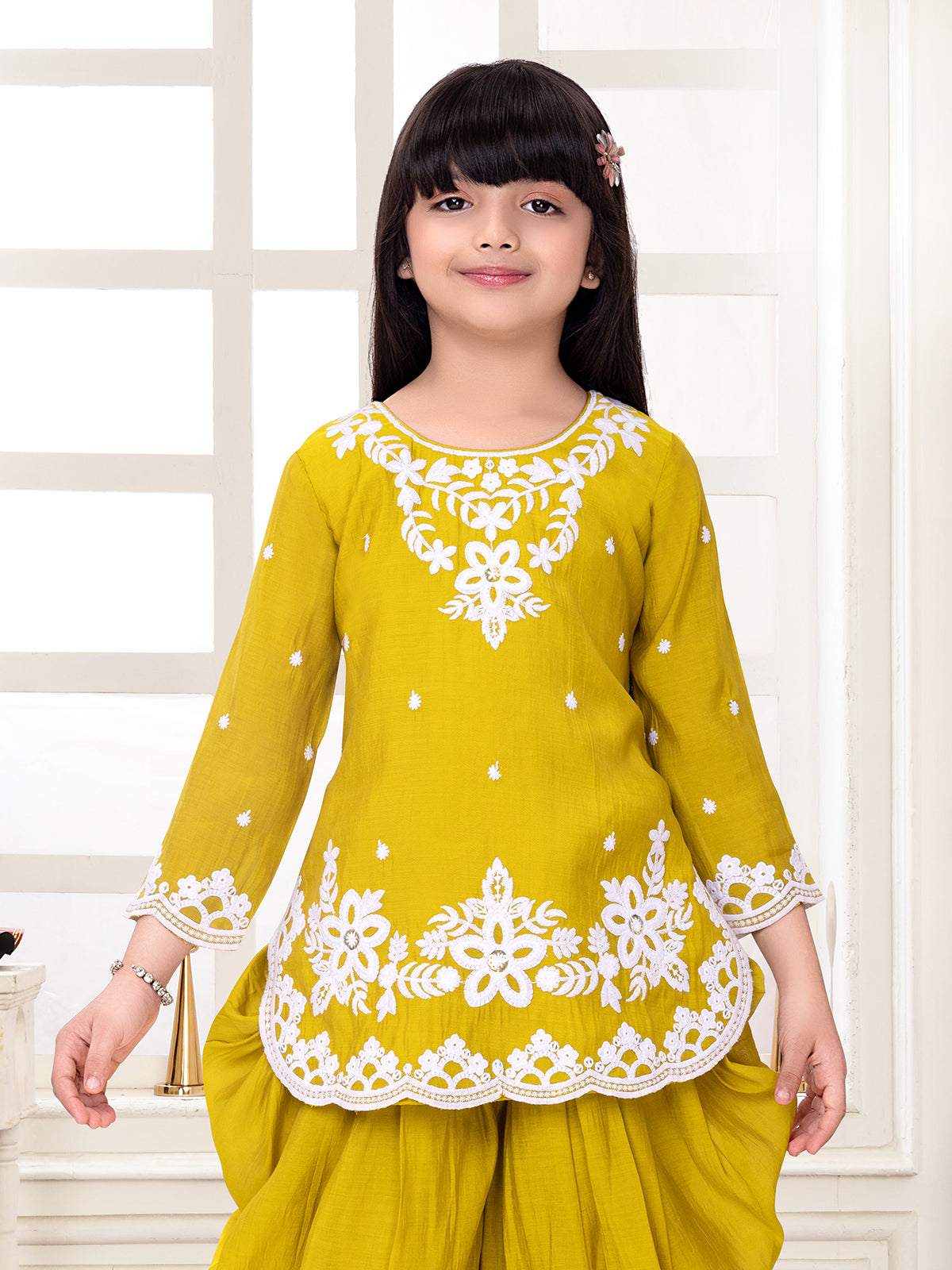 Mehendi yellow folk charm girl patiyala suit