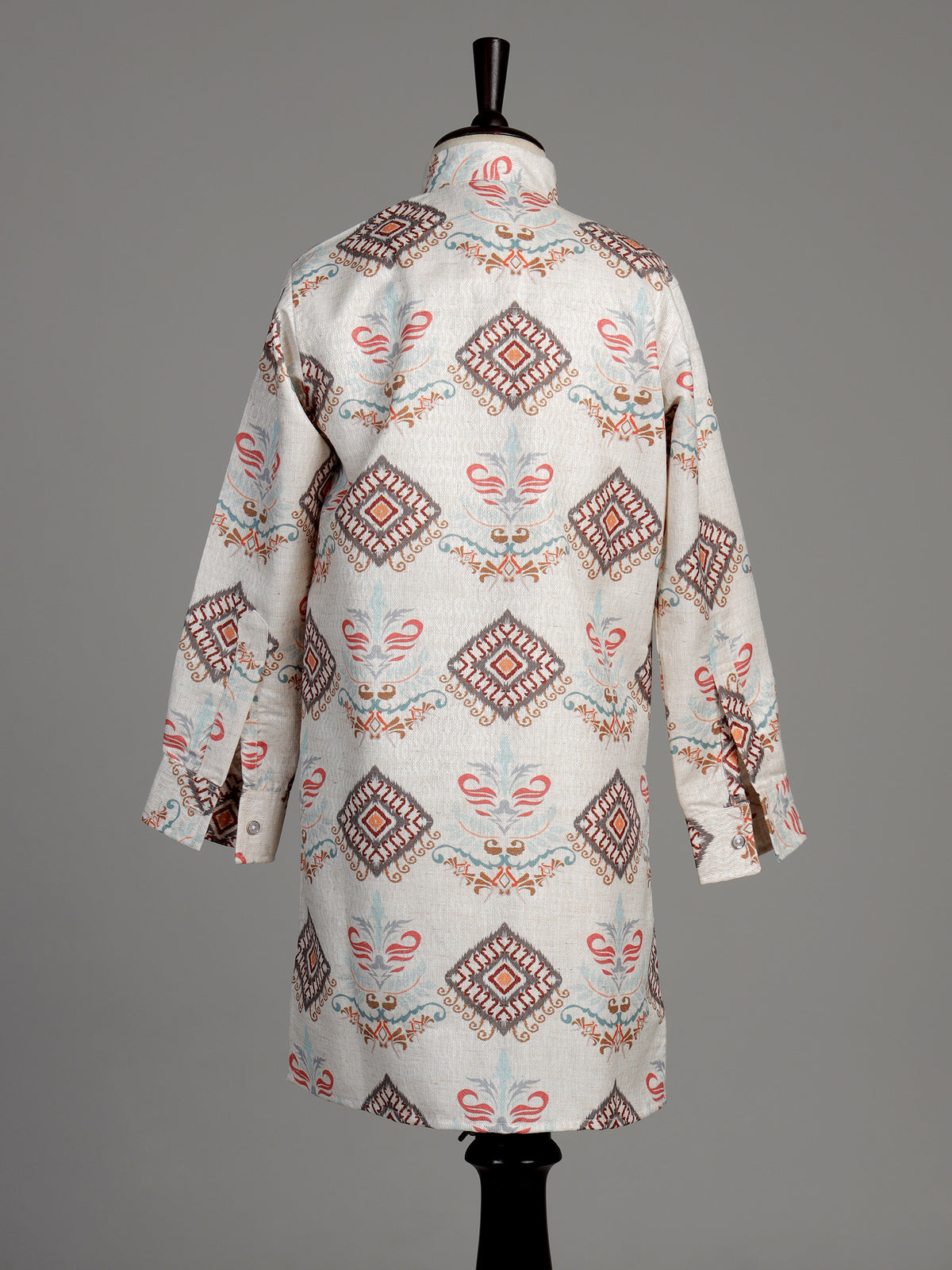 Off white ikat medallion boy kurta