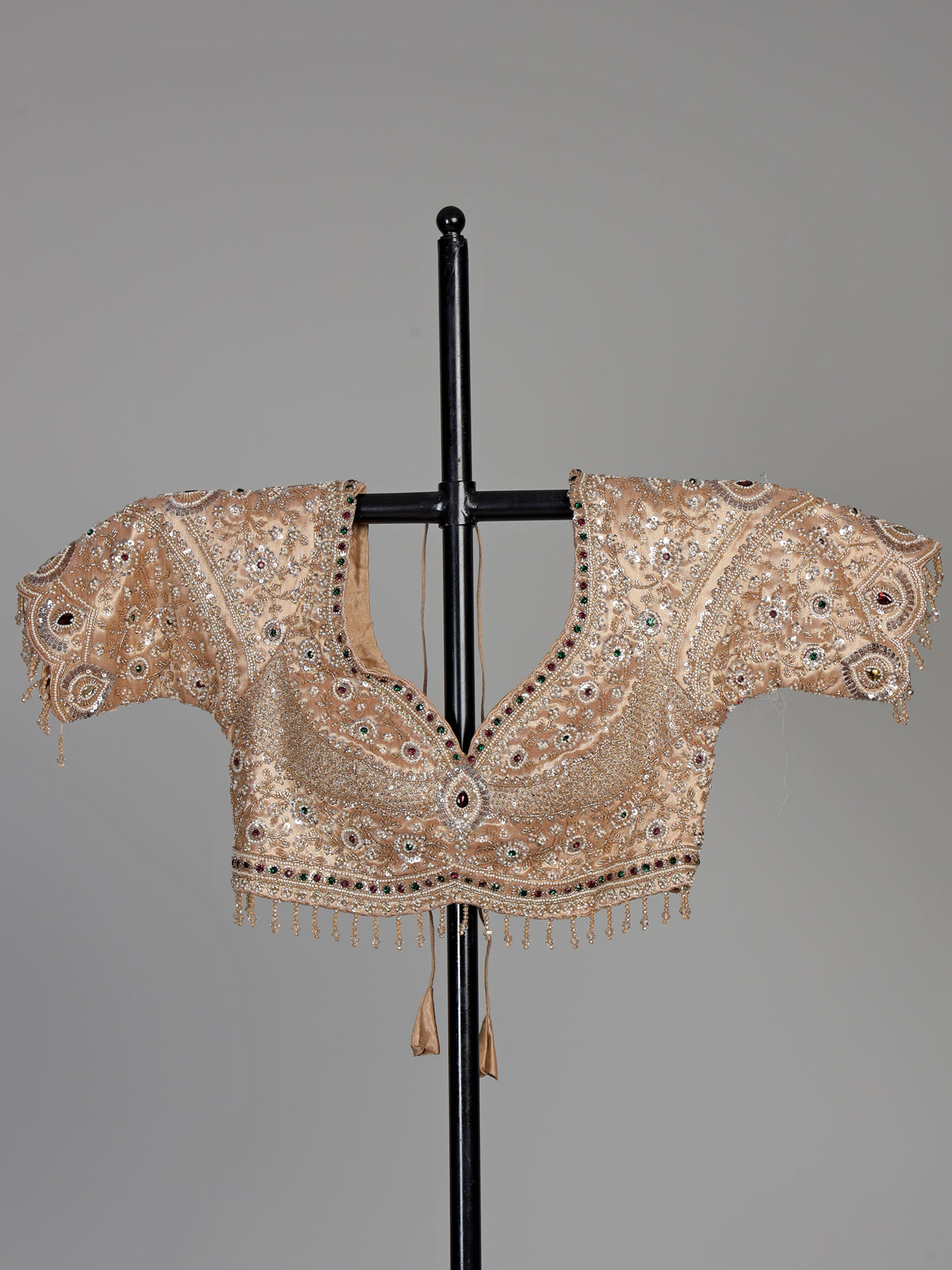 Pastel peach silk saree with ready made blouse
